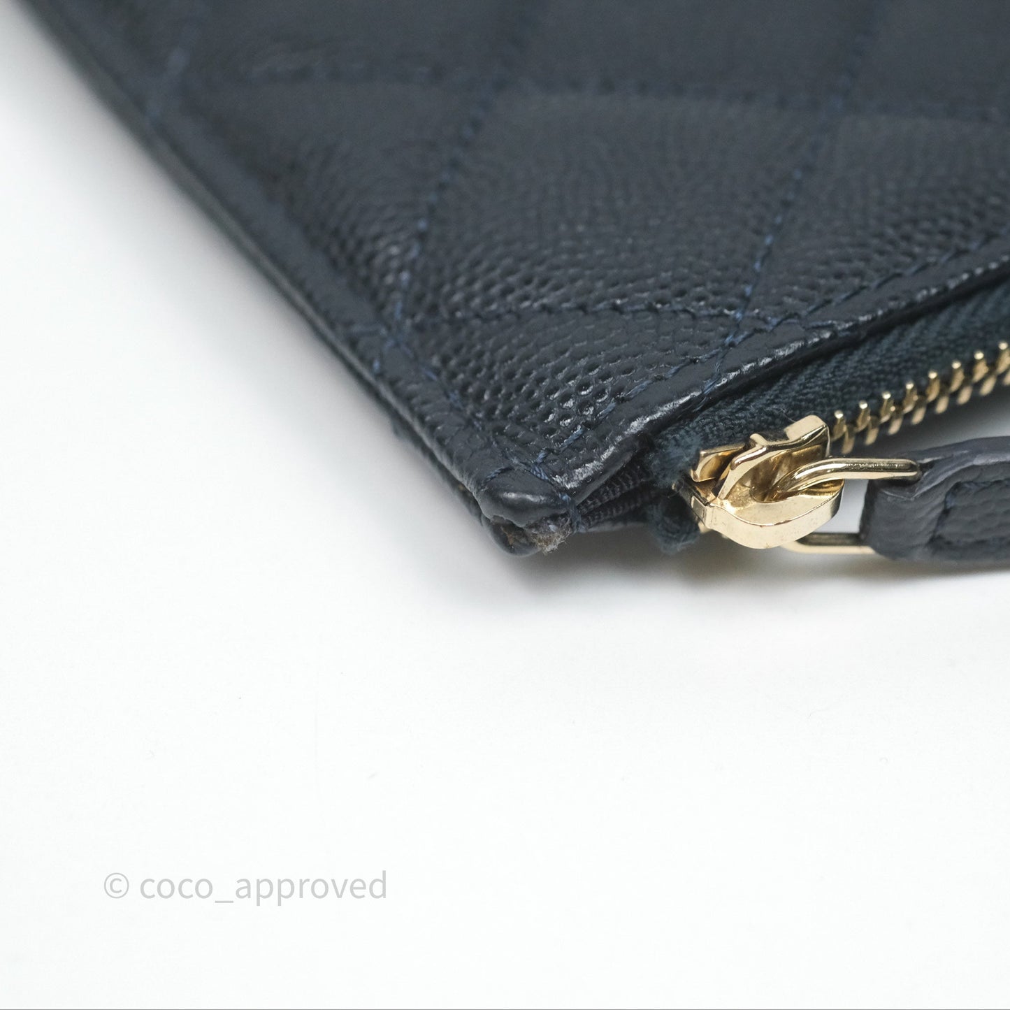 Chanel Classic Flat Navy Caviar Wallet Pouch Gold Hardware