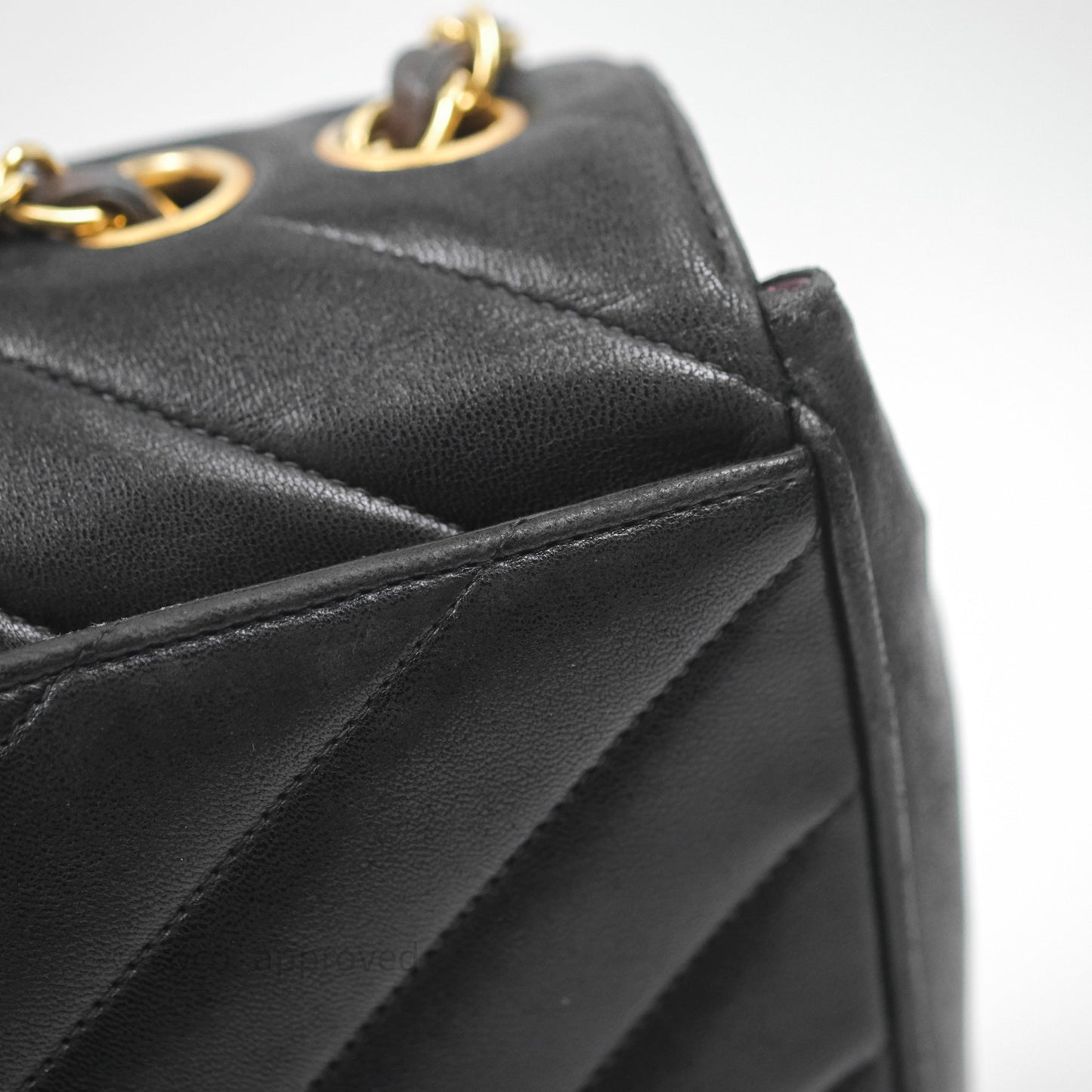 Chanel Vintage Chevron Envelope Flap Bag Black Lambskin 24K Gold Hardware