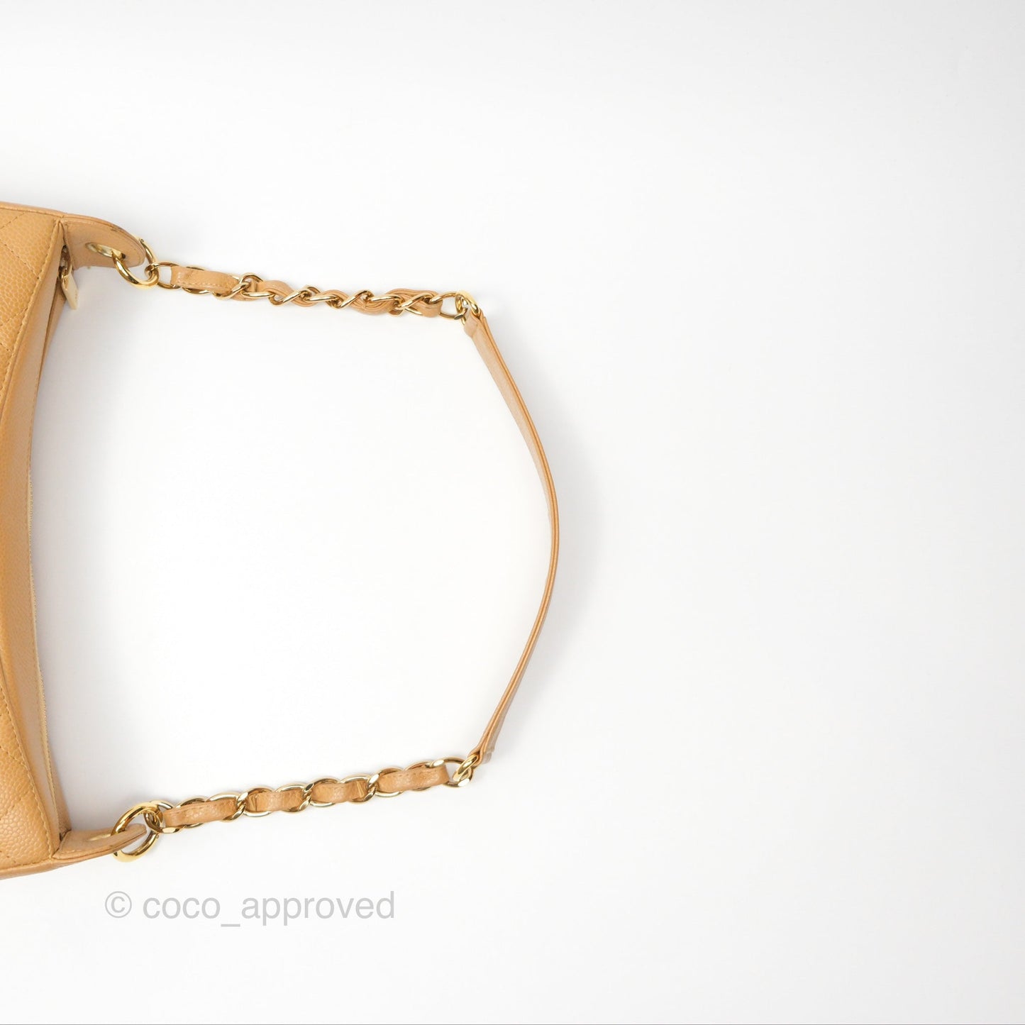 Chanel Vintage CC Quilted Hobo Shoulder Bag Beige Caviar Gold Hardware