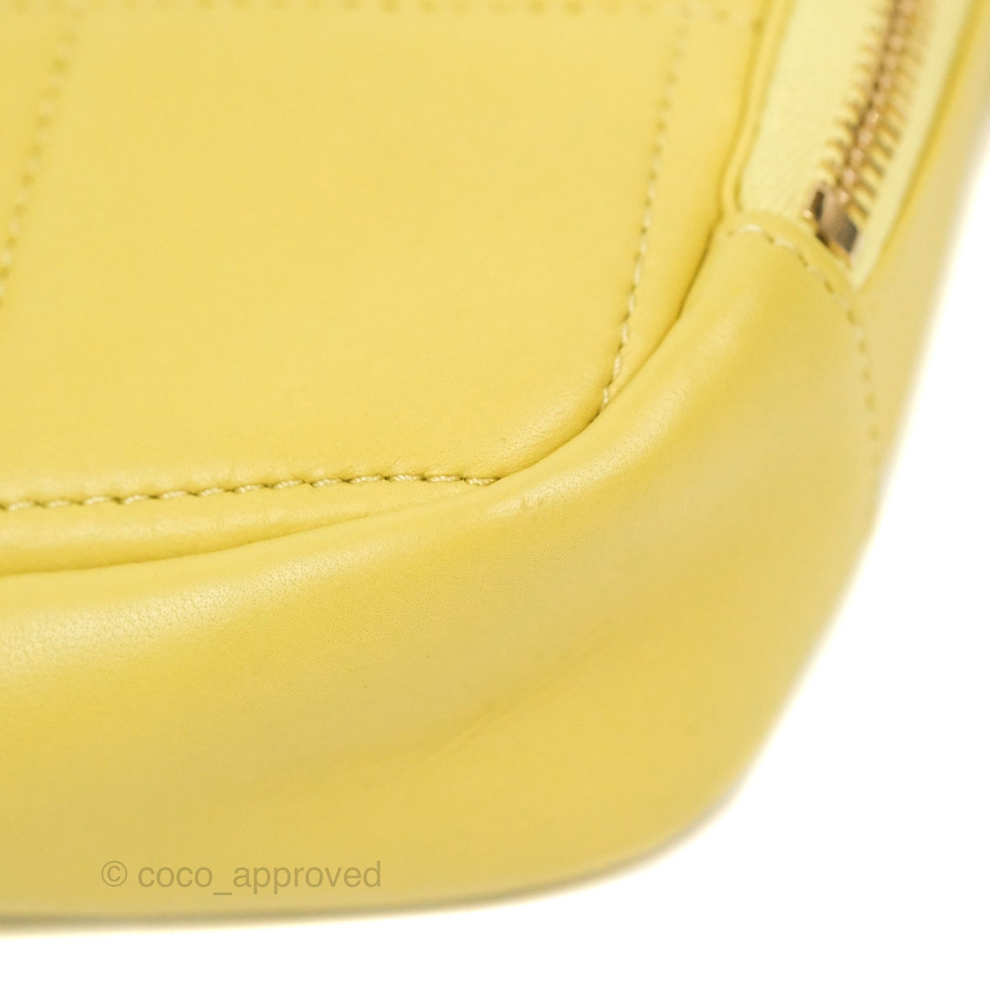 Chanel Small Quilted Diamond Cut Bag Yellow Lambskin Aged Gold Hardware