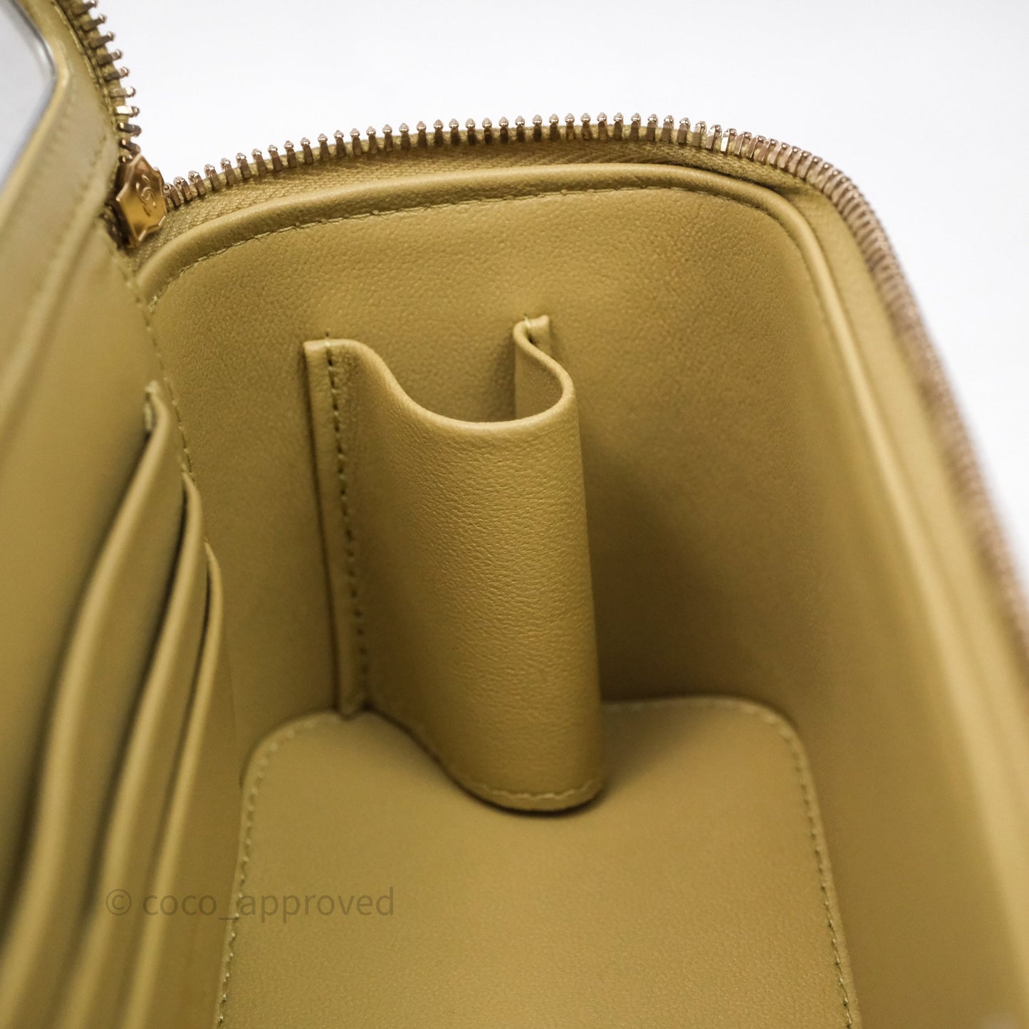 Chanel Top Handle Vanity with Chain Olive Green Lambskin Aged Gold Hardware