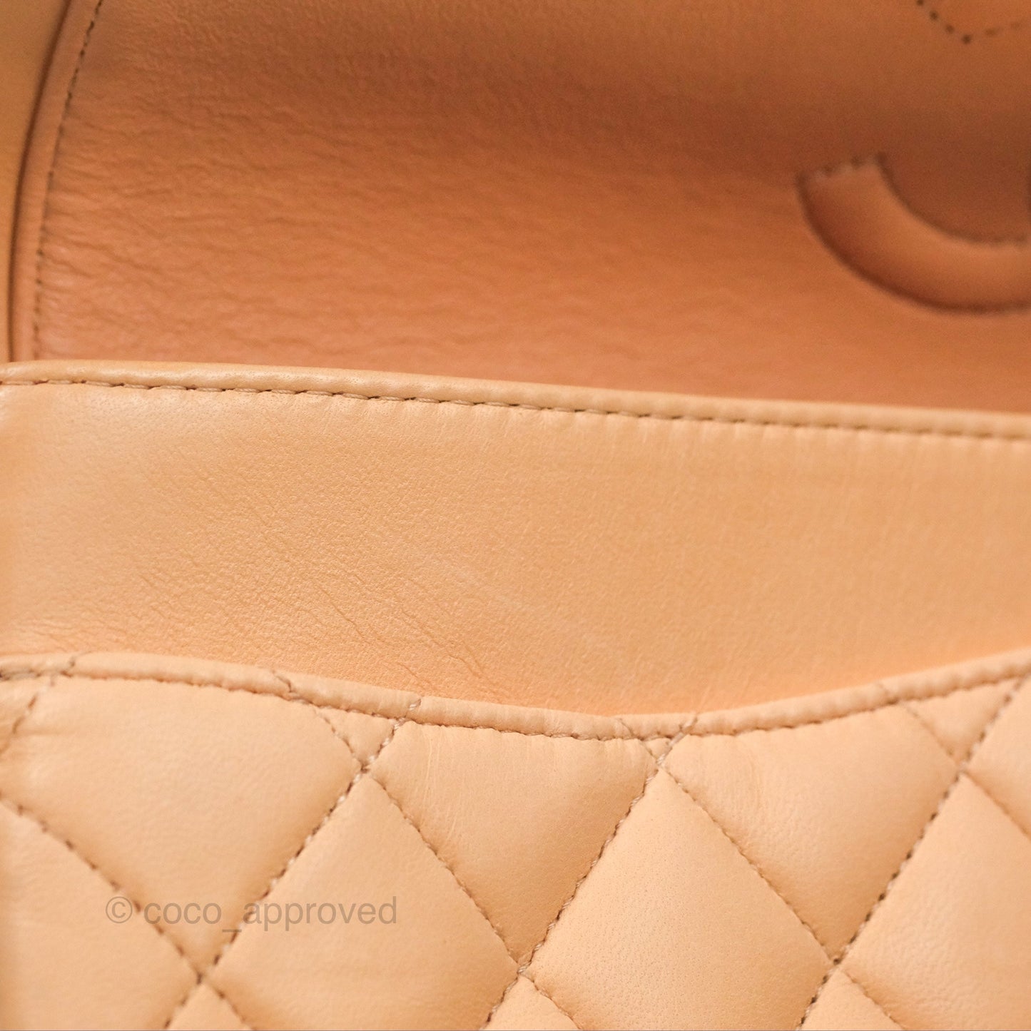 Chanel Classic M/L Medium Flap Quilted Beige Pink Lambskin Gold Hardware