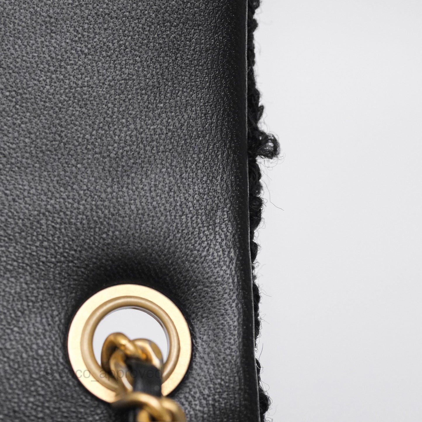Chanel Pearl Crush Mini Rectangular Grid Black White Tweed Aged Gold Hardware