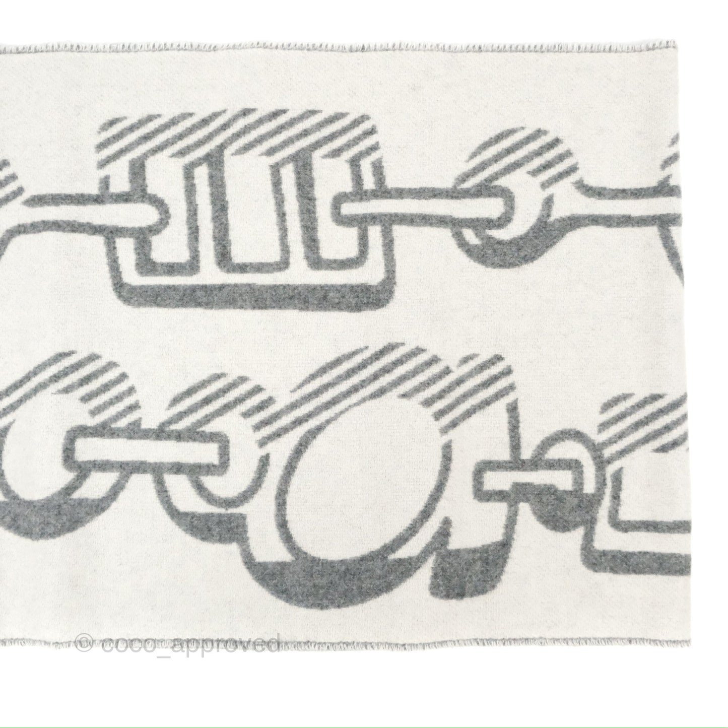 Hermes Casaque Do Re Boucles Muffler Ivoire / Gris Flanelle Cashmere