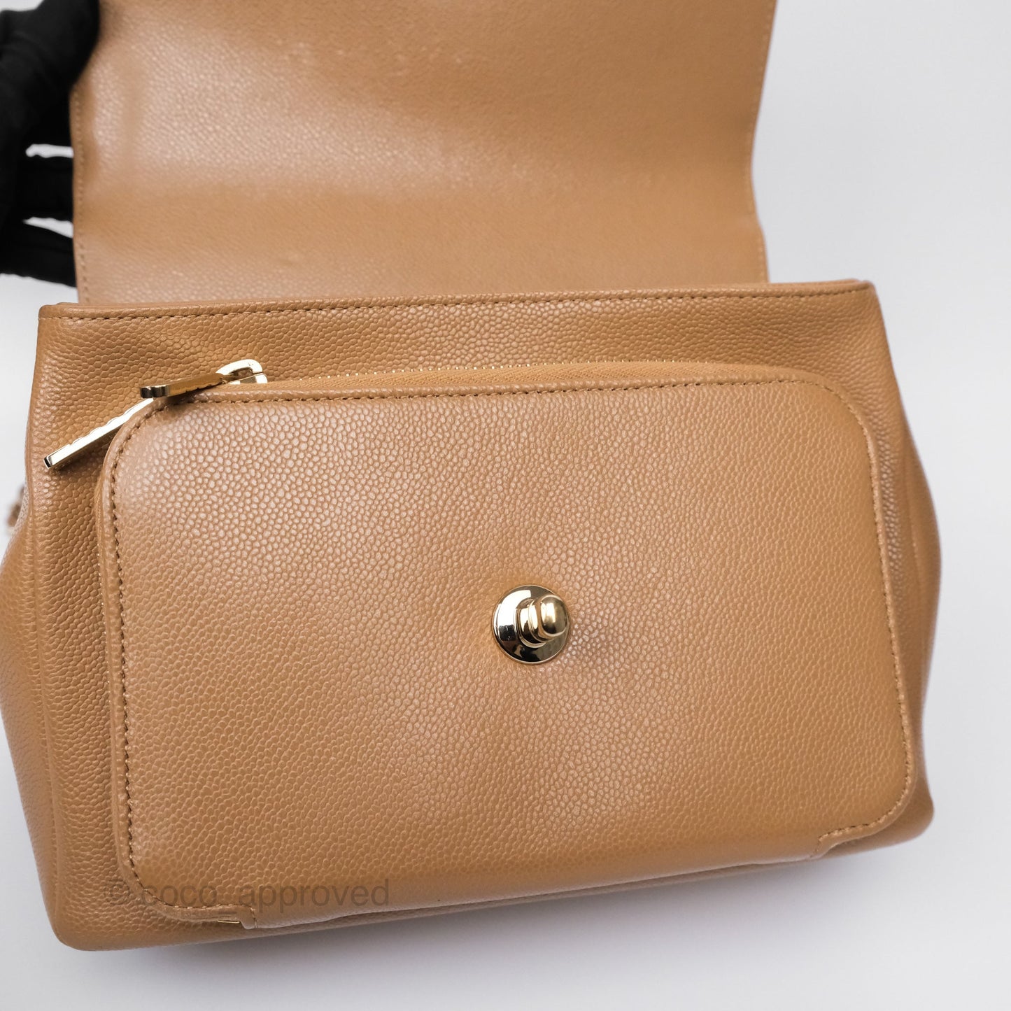 Chanel Quilted Medium Business Affinity Flap Dark Beige Caviar Gold Hardware