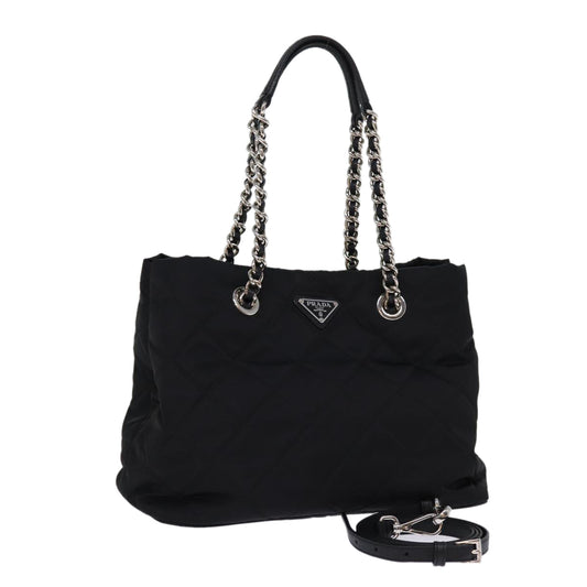 Luxury PradaChain Shoulder Bag Nylon 2way Black 76803