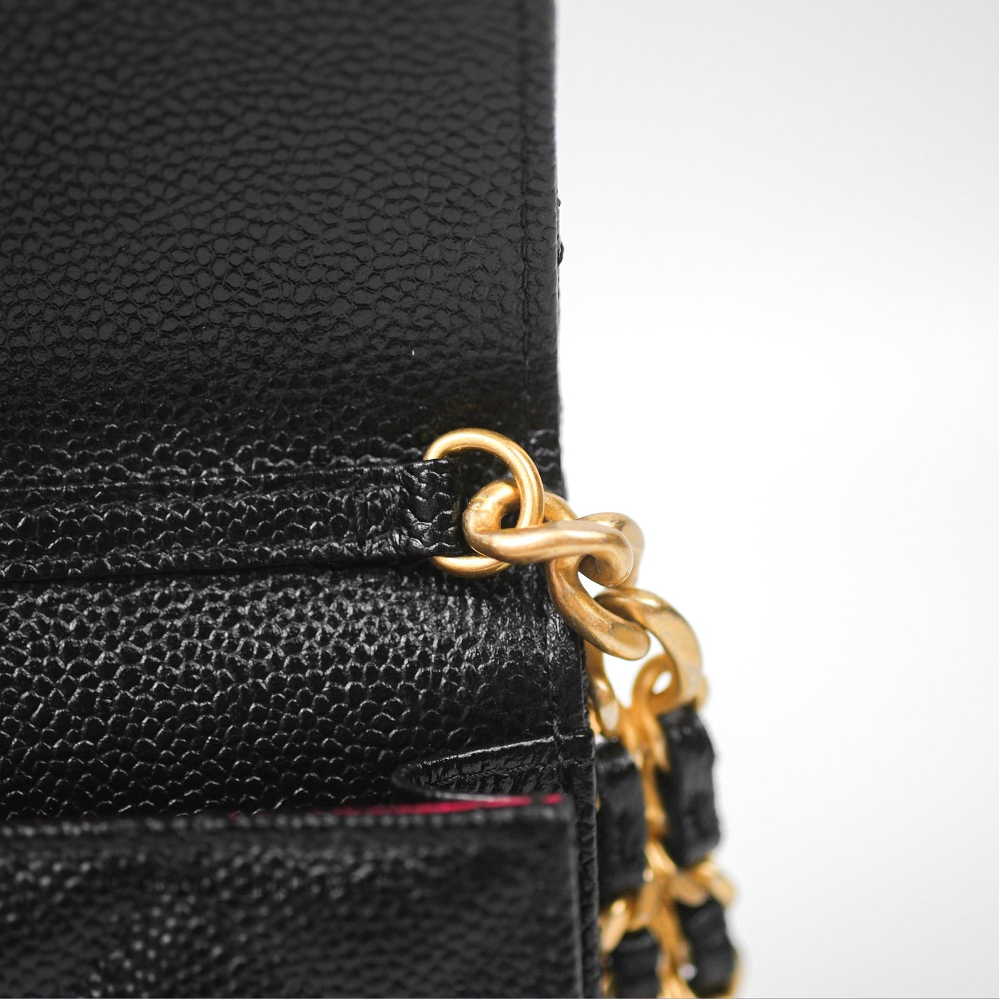 Chanel Clutch With Chain Black Shiny Caviar Aged Gold Hardware