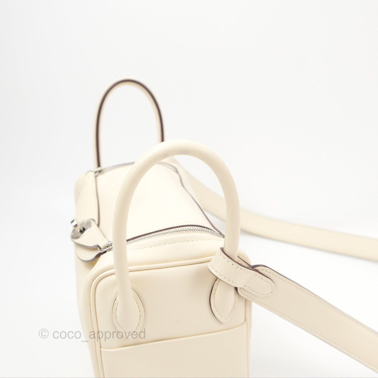 Hermès Mini Lindy 20 Nata/ Lime Swift Palladium Hardware