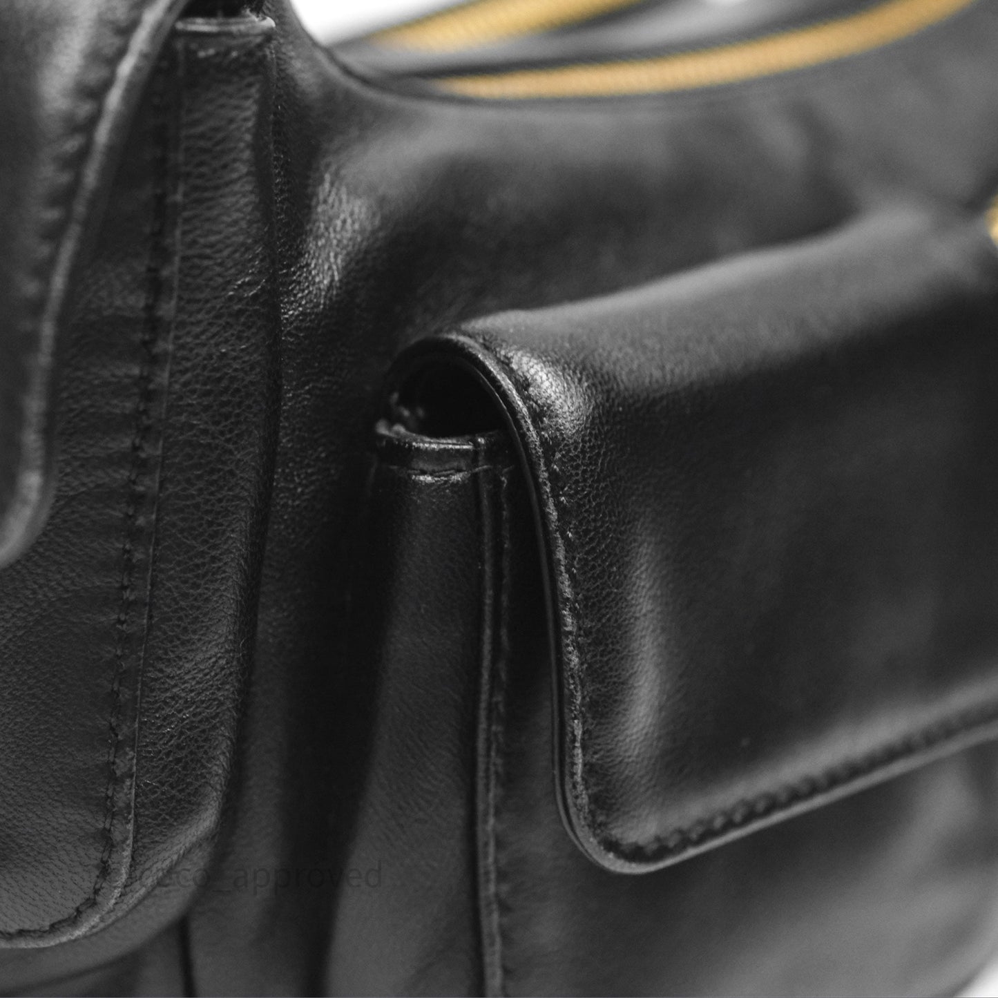 Miu Miu Nappa Leather Pocket Bag Black Lambskin Gold Hardware