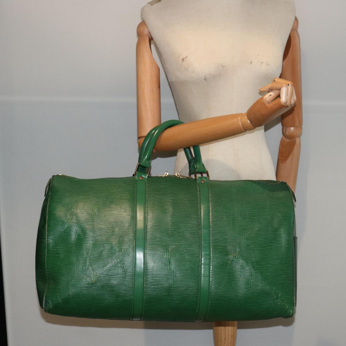 LOUIS VUITTON Epi Keepall 50 Boston Bag Green M42964 LV 76865