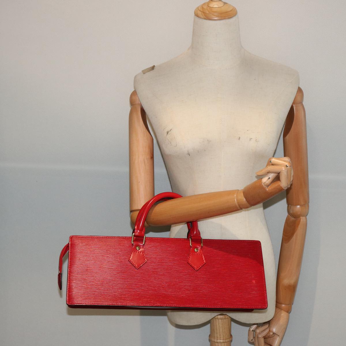 LOUIS VUITTON Epi Sac Triangle Hand Bag Red M52097 LV 76867