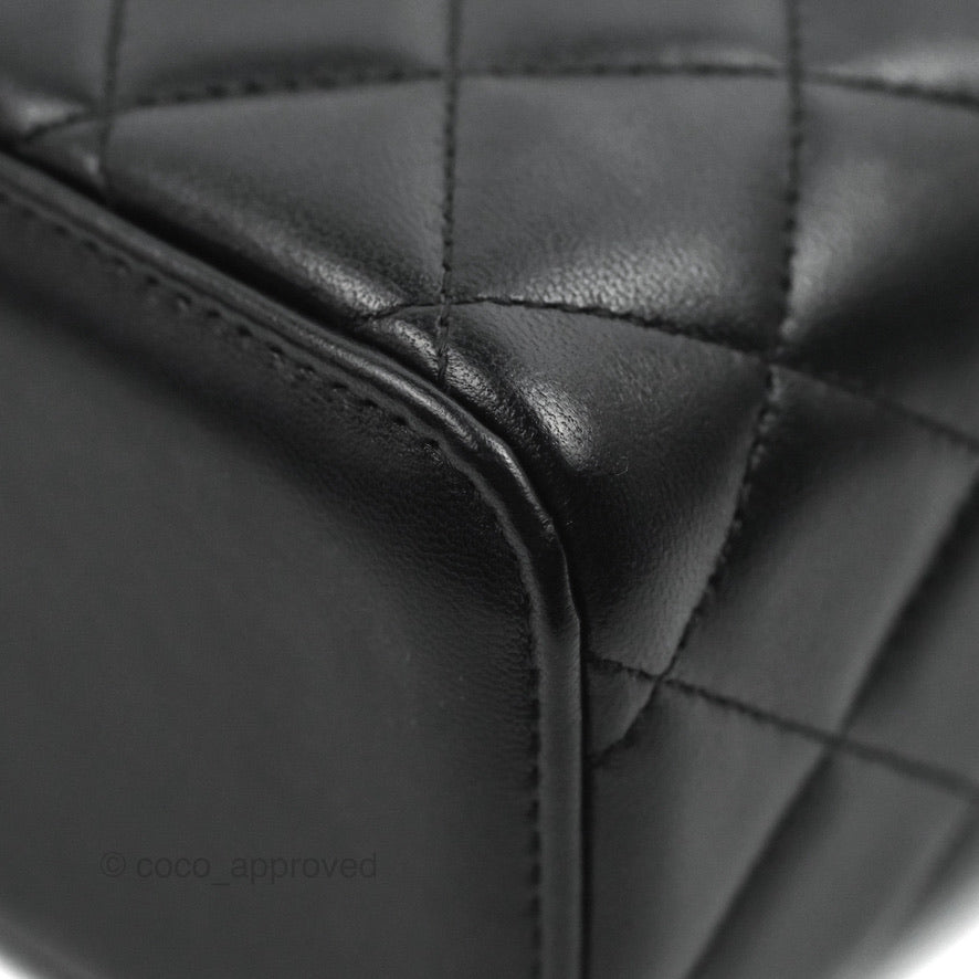 Chanel Vanity Rectangular Top Handle Black Lambskin Gold Hardware