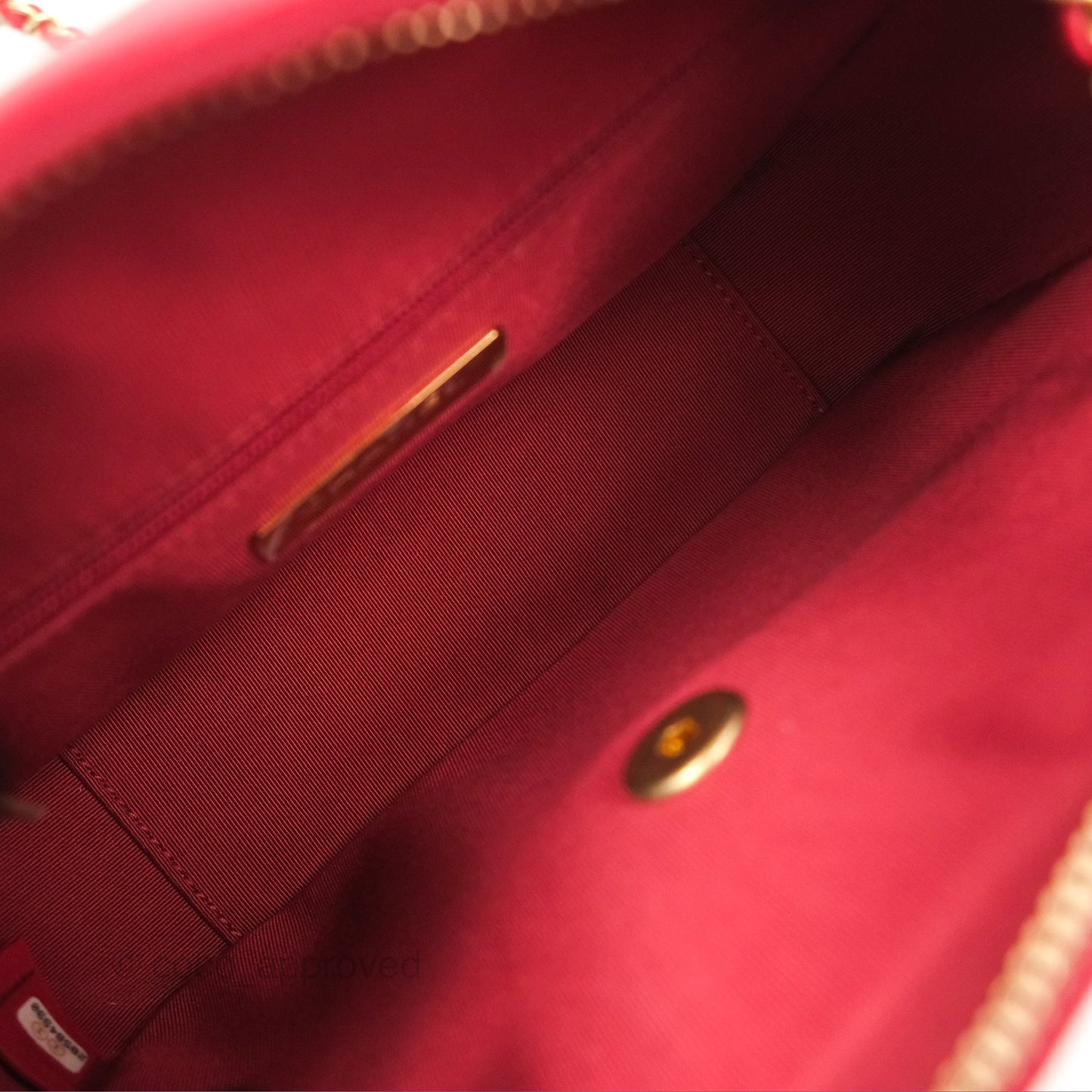 Chanel Chain Infinity Camera Case Red Goatskin Aged Gold Hardware