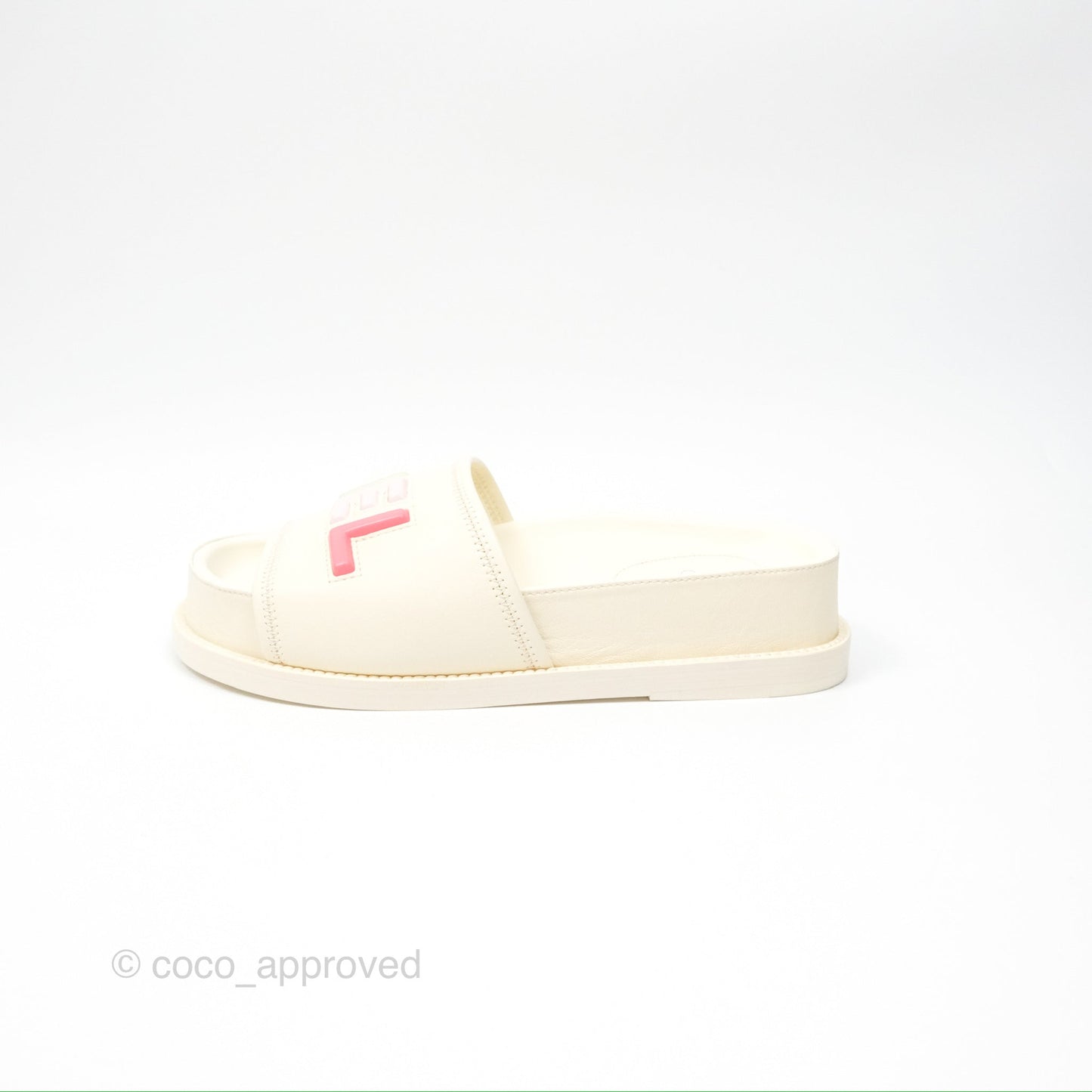 Chanel Multi-color Cha-Nel Logo Ivory Lambskin Slippers