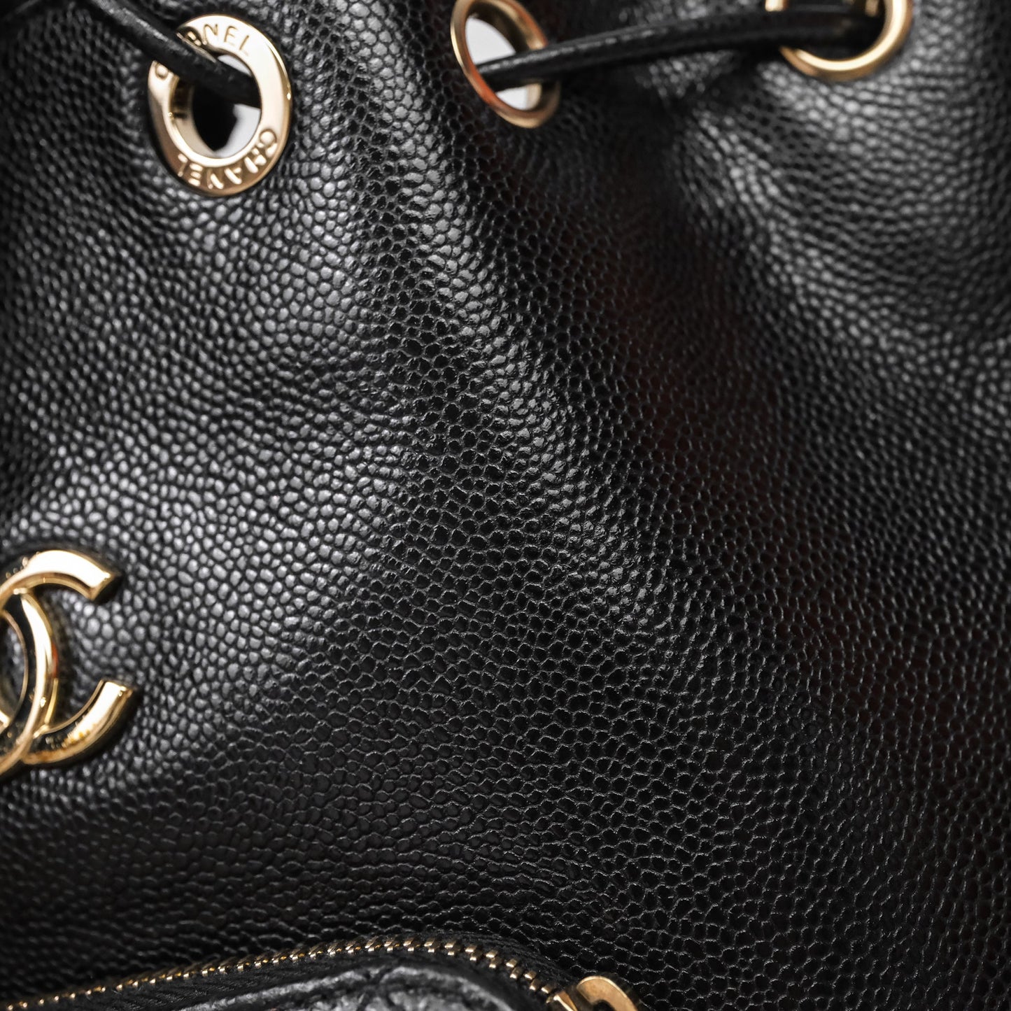 Chanel Business Affinity Drawstring Bucket Bag Black Caviar Gold Hardware