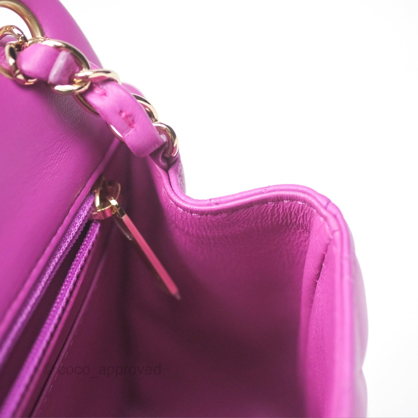 Chanel Mini Square Flap Quilted Purple Lambskin Gold Hardware