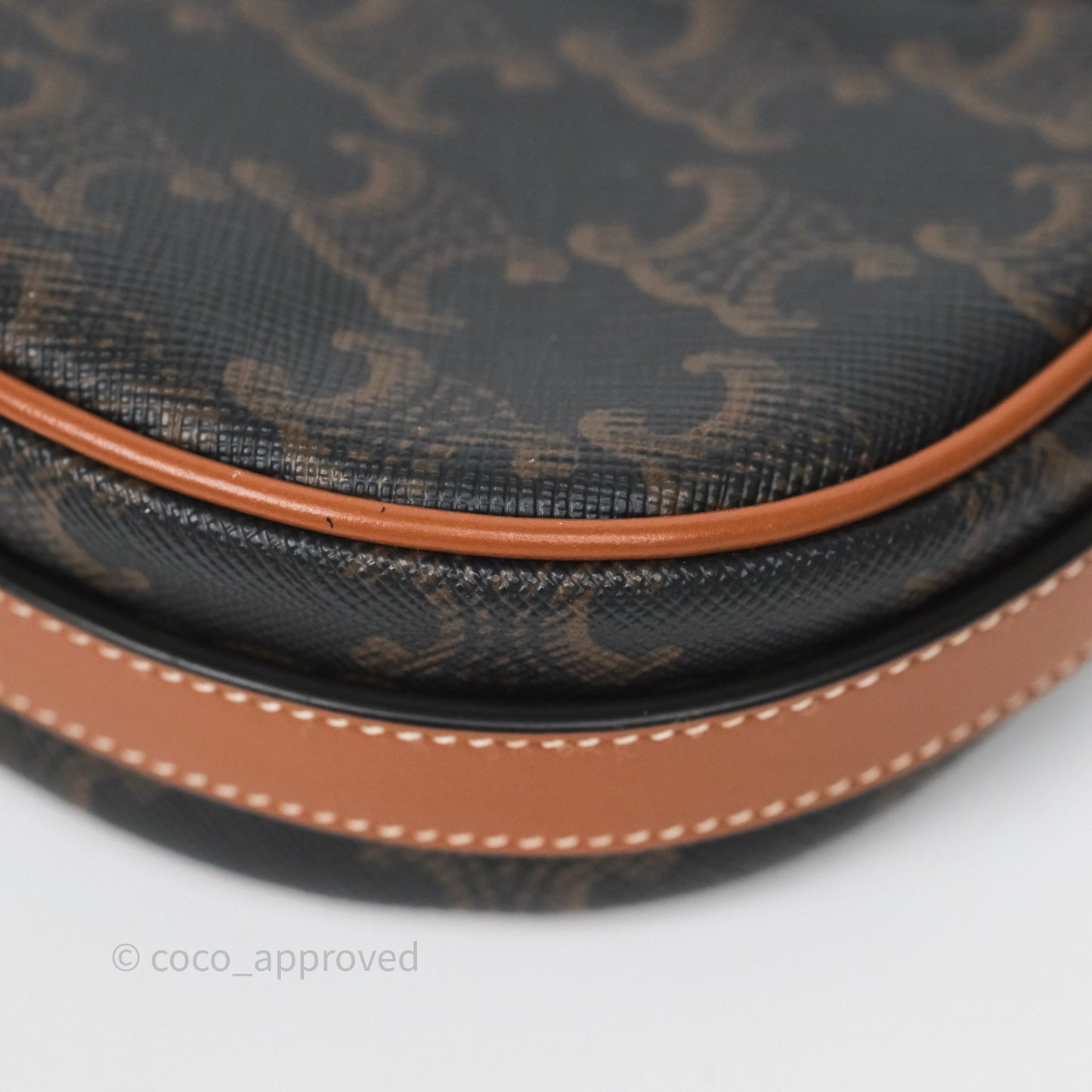 Celine Mini Ava Bag In Triomphe Canvas Calfskin Tan