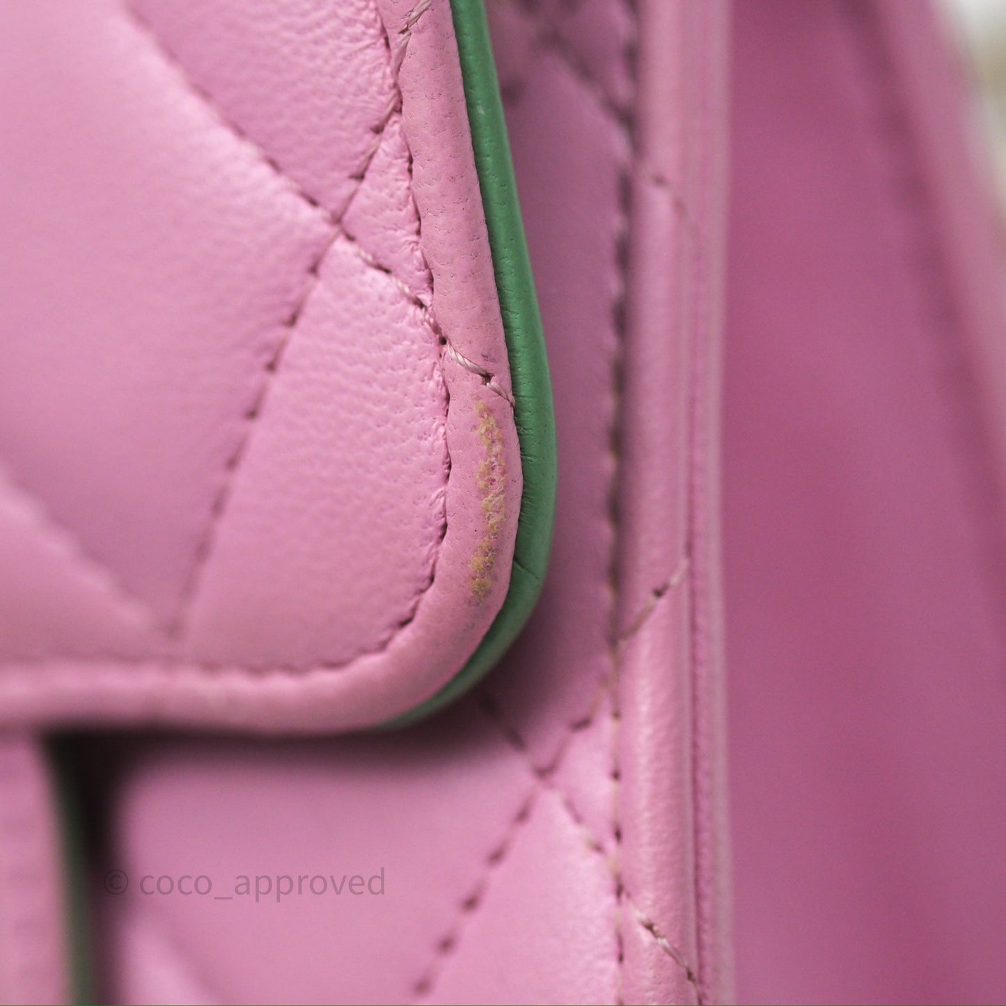 Chanel Mini Handle Clutch With Chain Pink/ Mint Lambskin Gold Hardware 23P