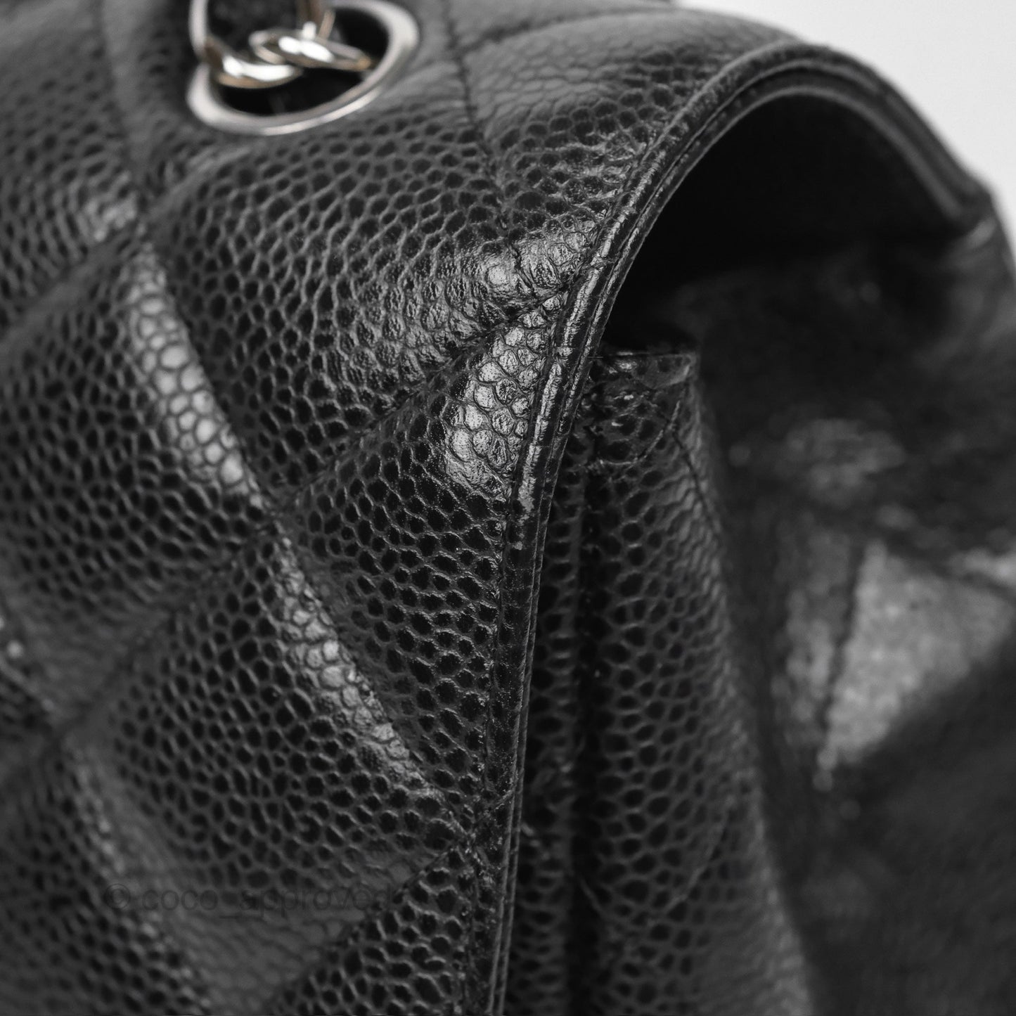 Chanel Maxi Single Flap Quilted Black Caviar Silver Hardware