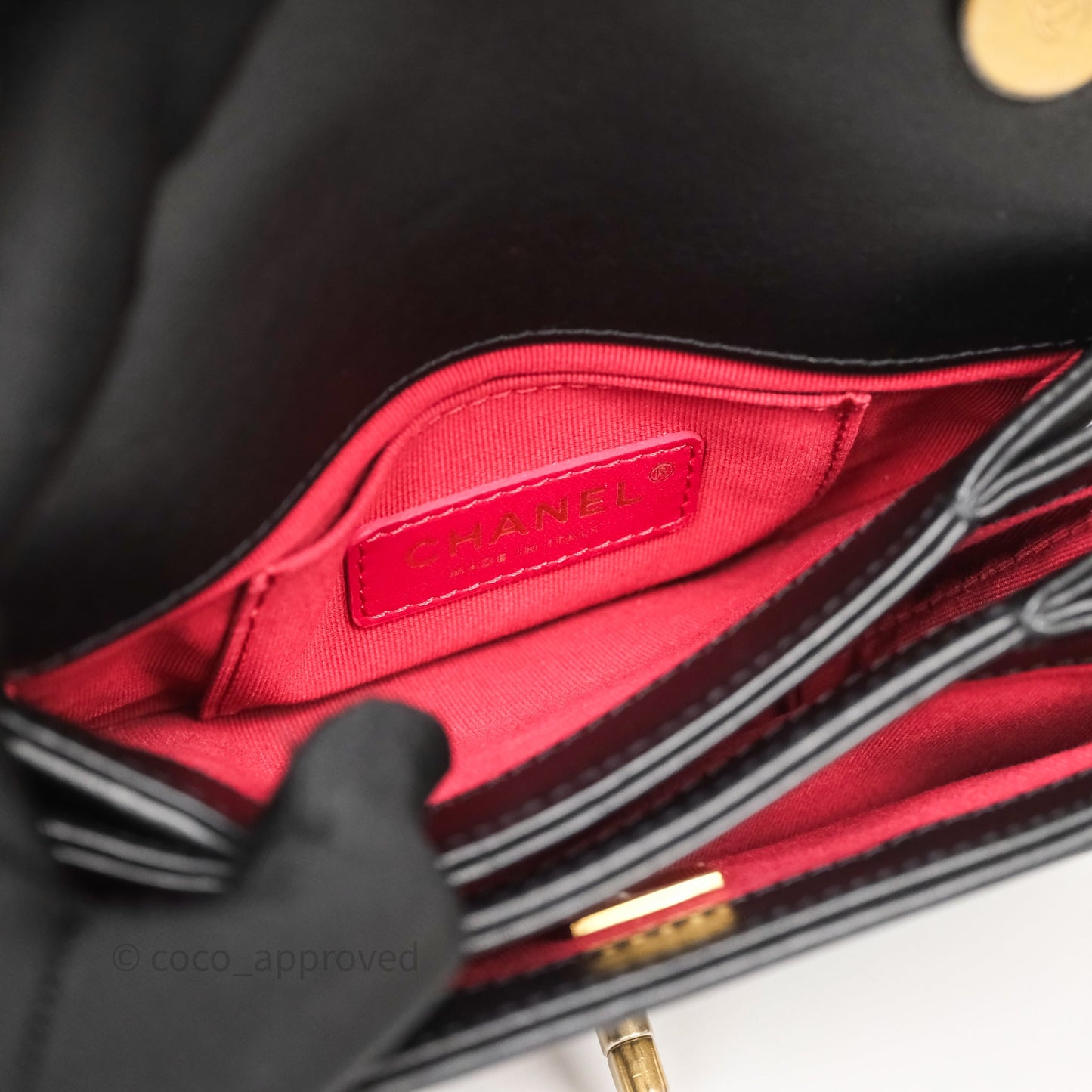 Chanel Pearl Chain Bag Black Calfskin Gold Hardware