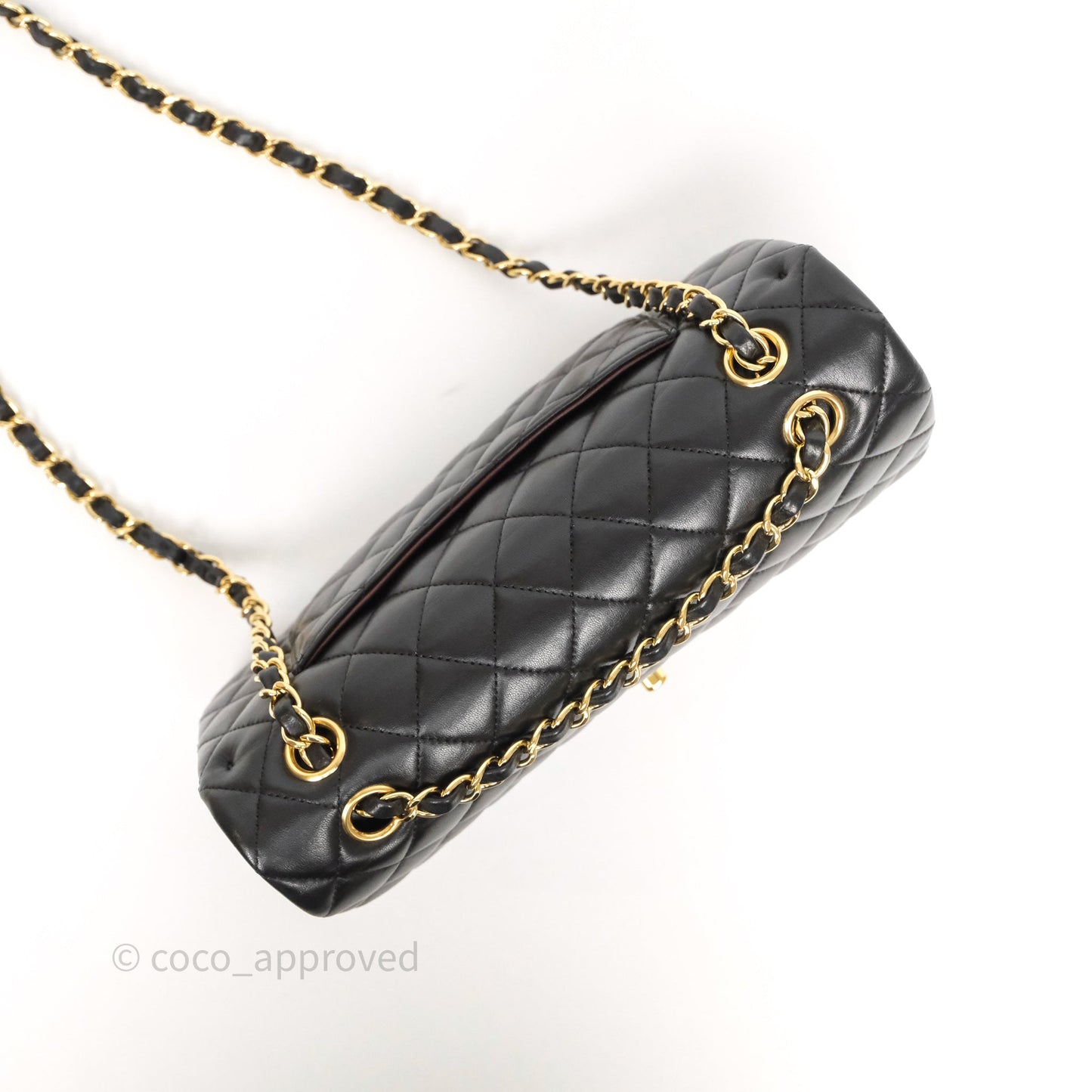 Chanel Classic M/L Medium Flap Quilted Black Lambskin Gold Hardware