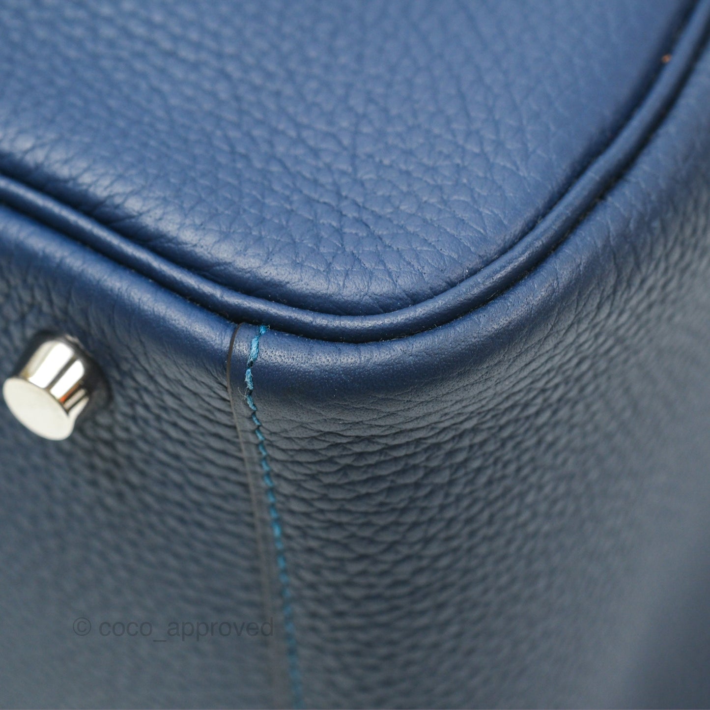 Hermès Lindy 30 Blue Saphir/ Blue Izmir Clemence Palladium Hardware
