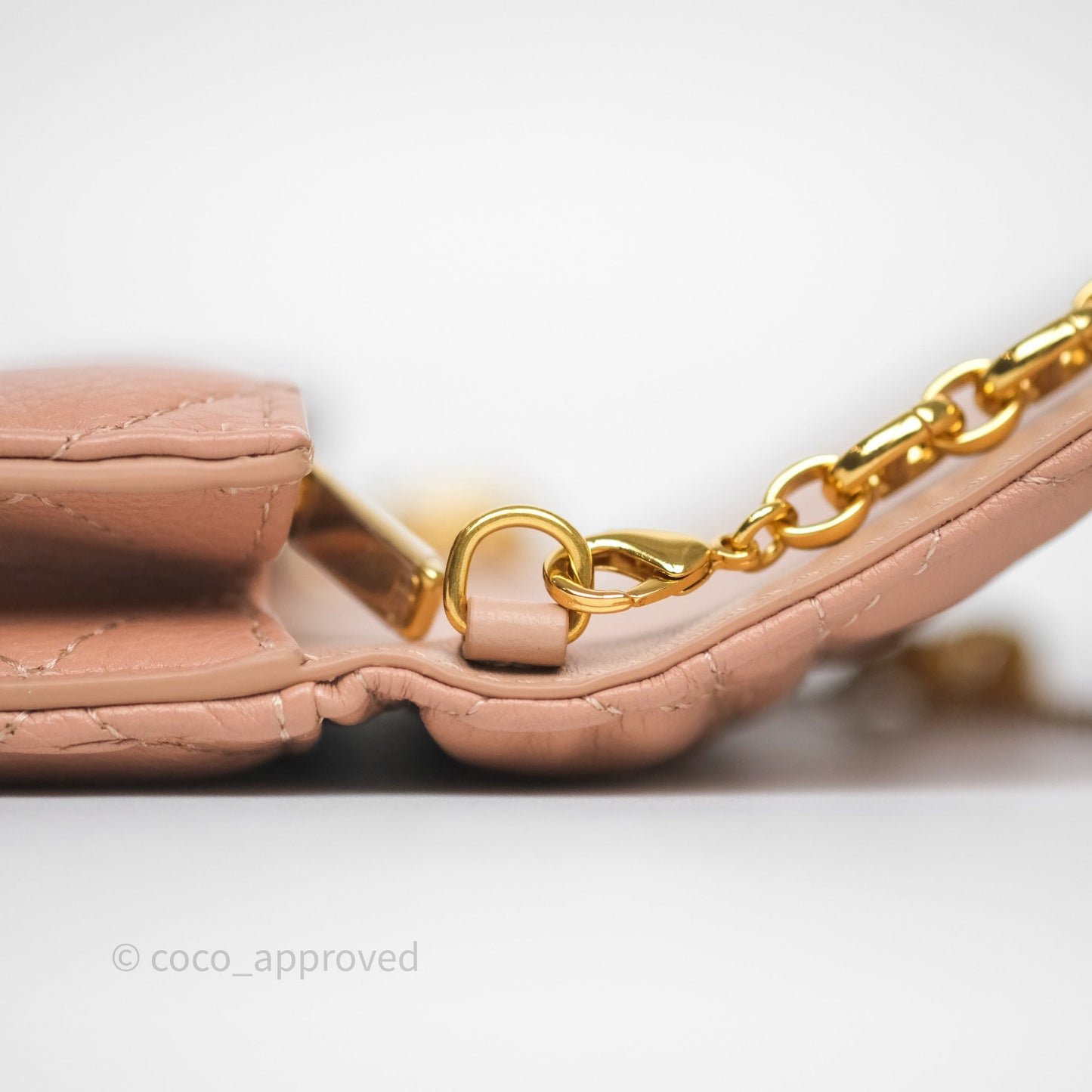 Christian Dior Caro Pouch with Chain In Supple Pink Cannage Calfskin
