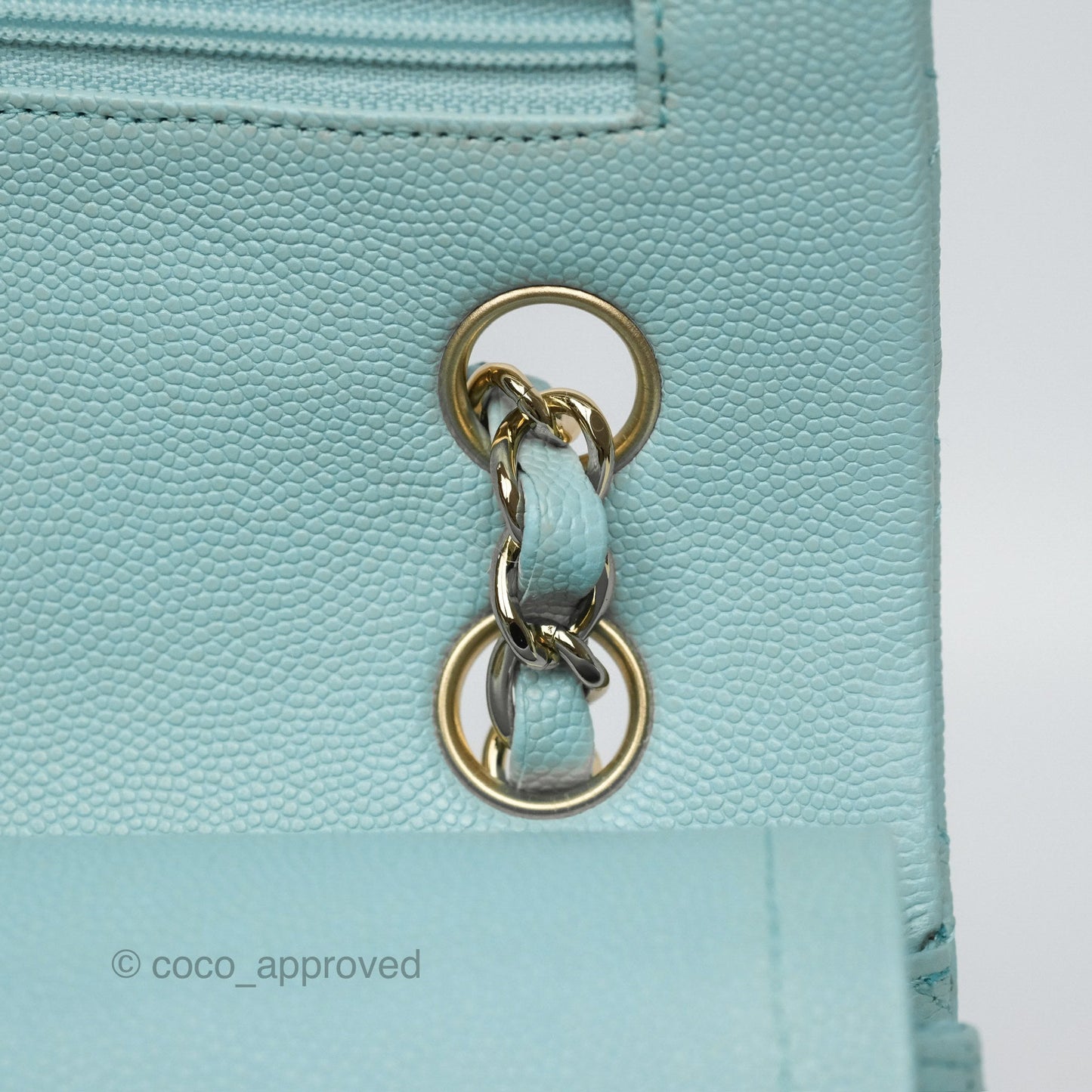 Chanel Small S/M Classic Flap Quilted Tiffany Blue Caviar Gold Hardware