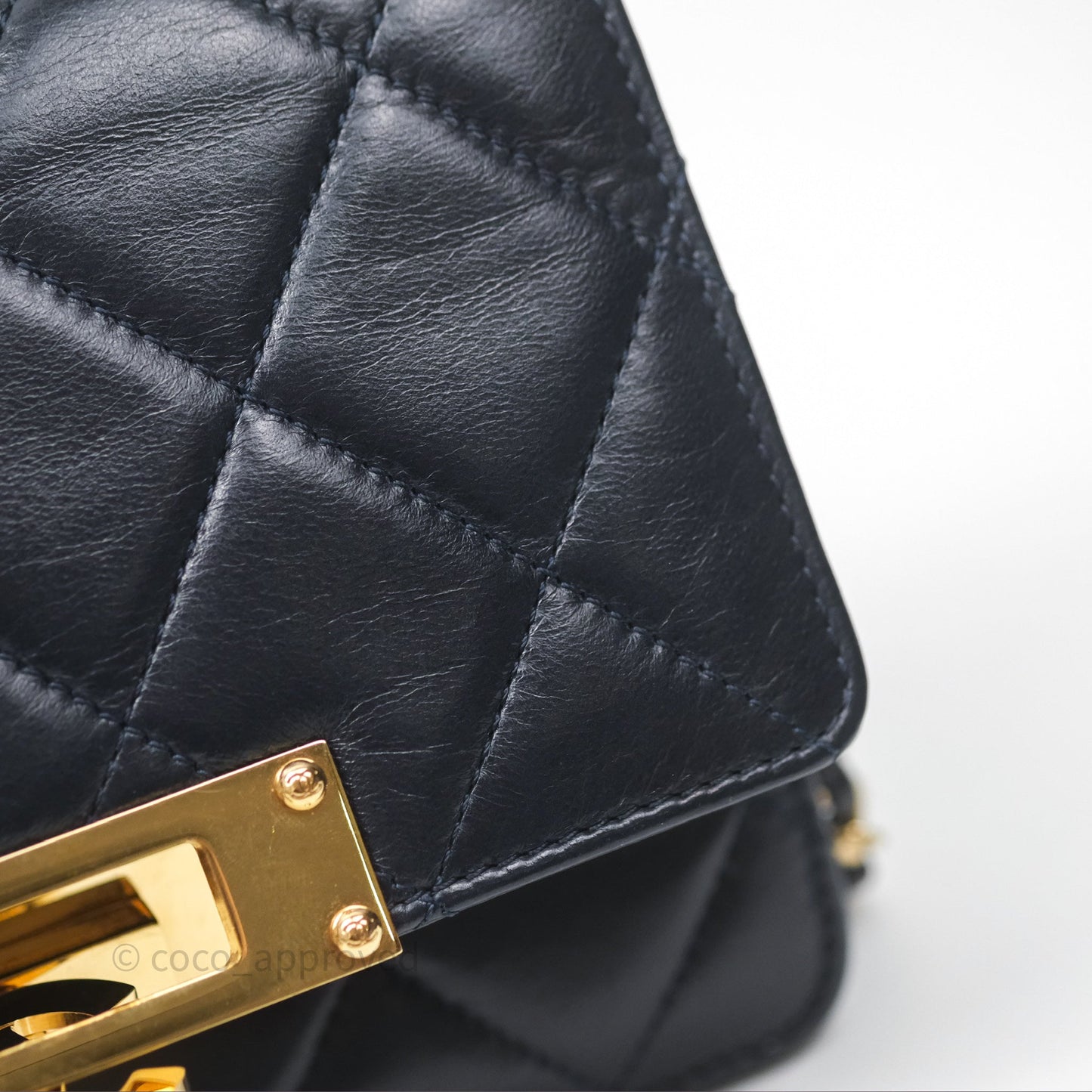 Chanel Golden Class Wallet on Chain WOC Navy Lambskin Gold Hardware