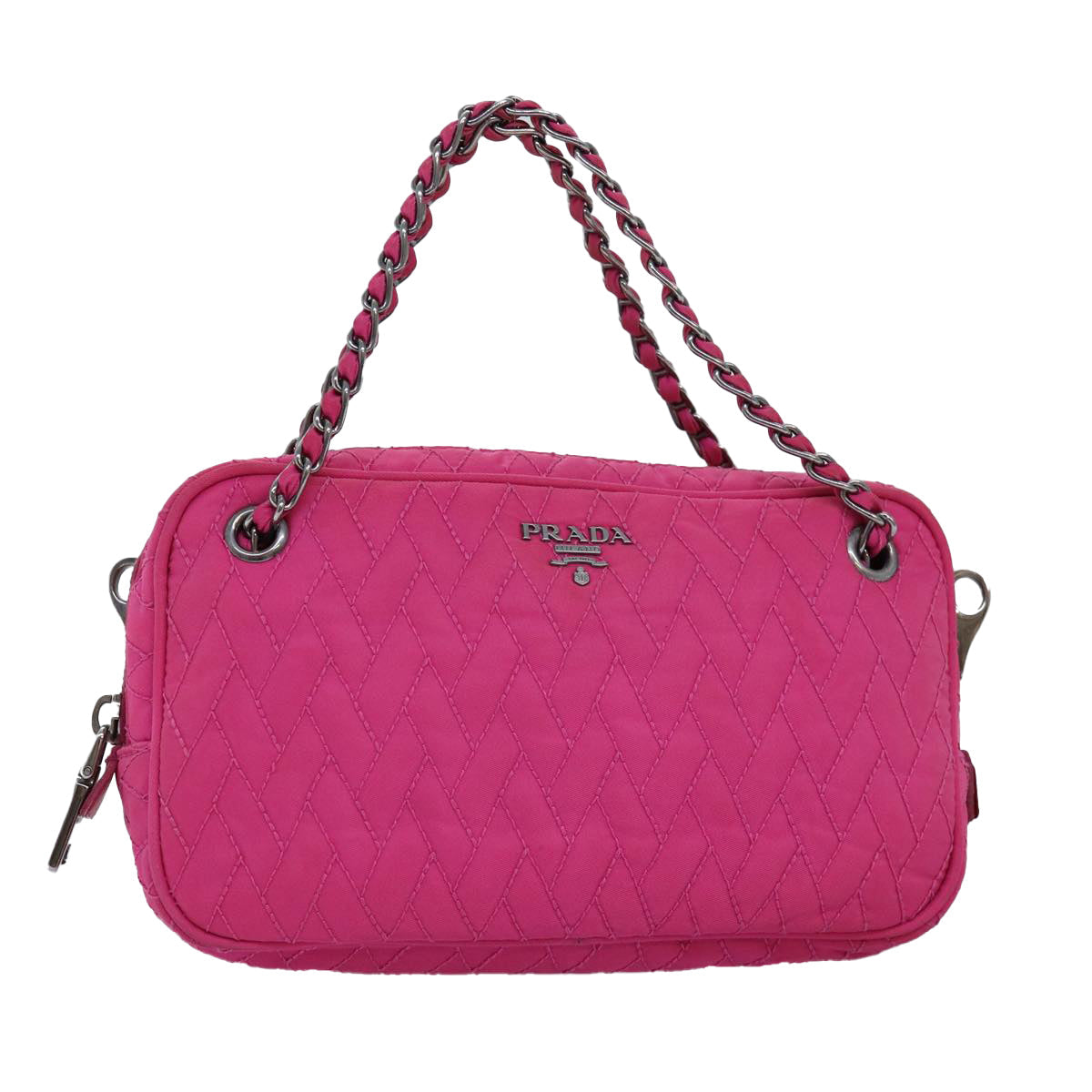 Luxury PradaChain Hand Bag Nylon Pink 76979