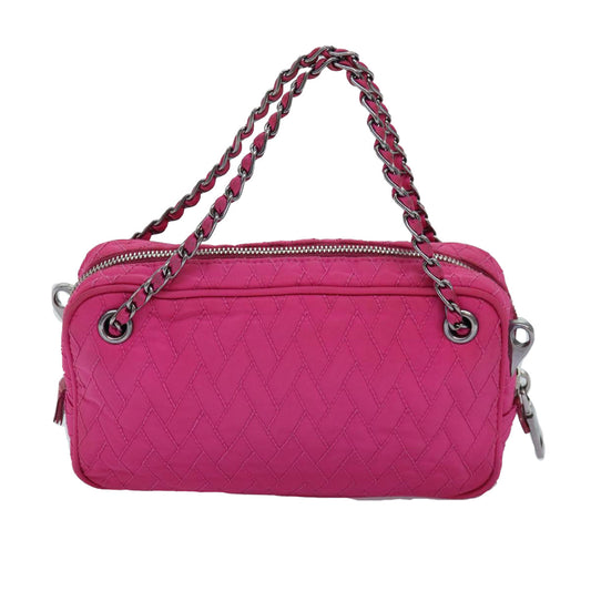 Luxury PradaChain Hand Bag Nylon Pink 76979