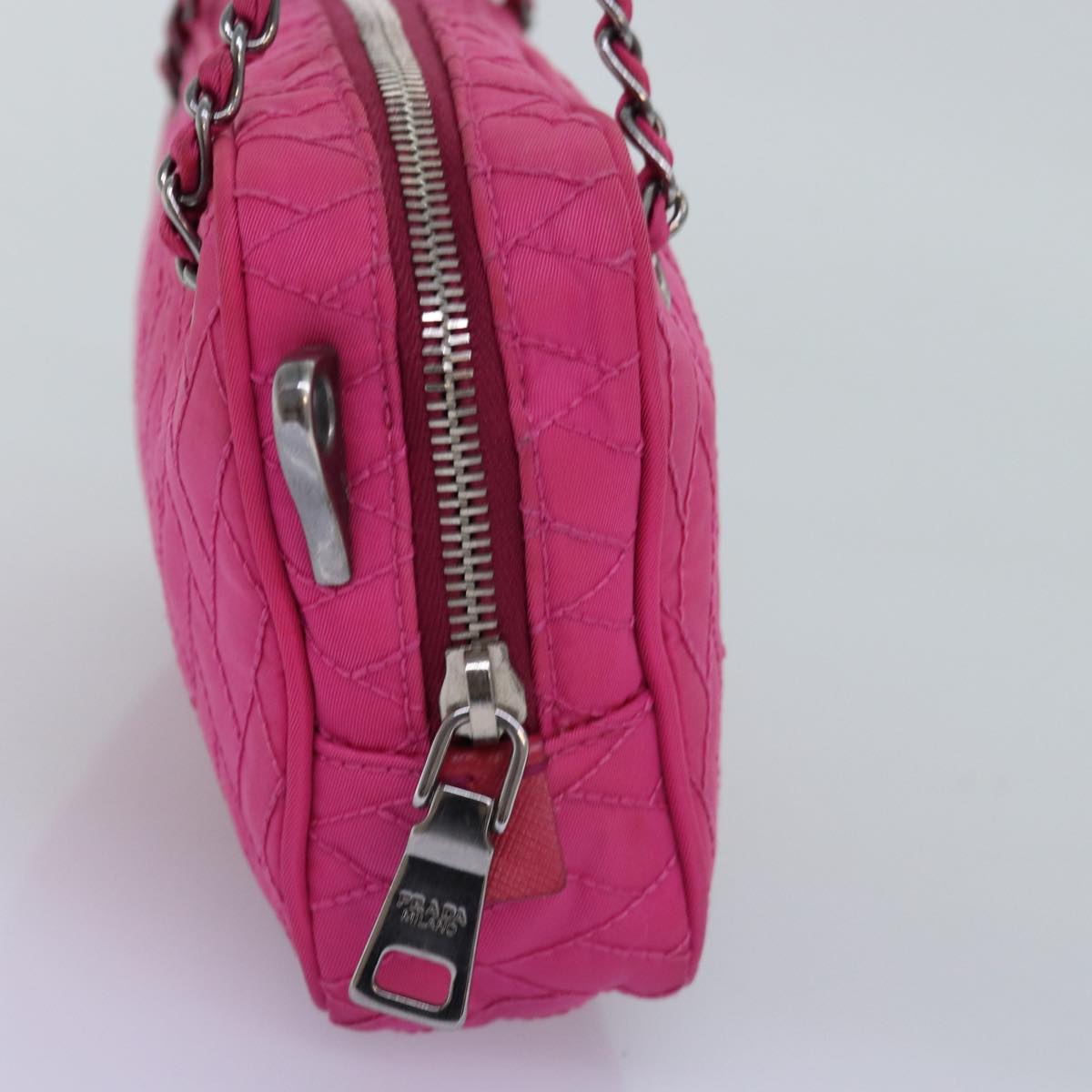 Luxury PradaChain Hand Bag Nylon Pink 76979