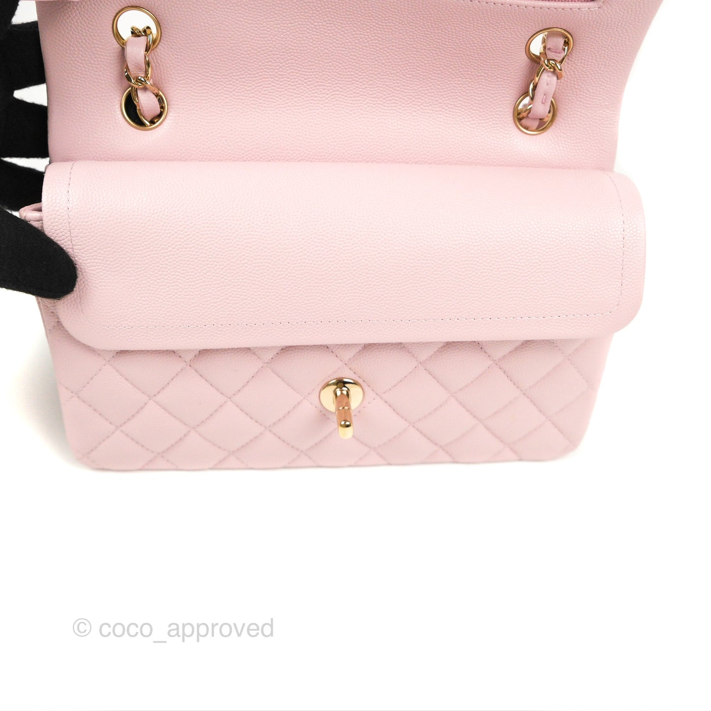Chanel Small Classic Quilted Flap Pink Caviar Gold Hardware 21S