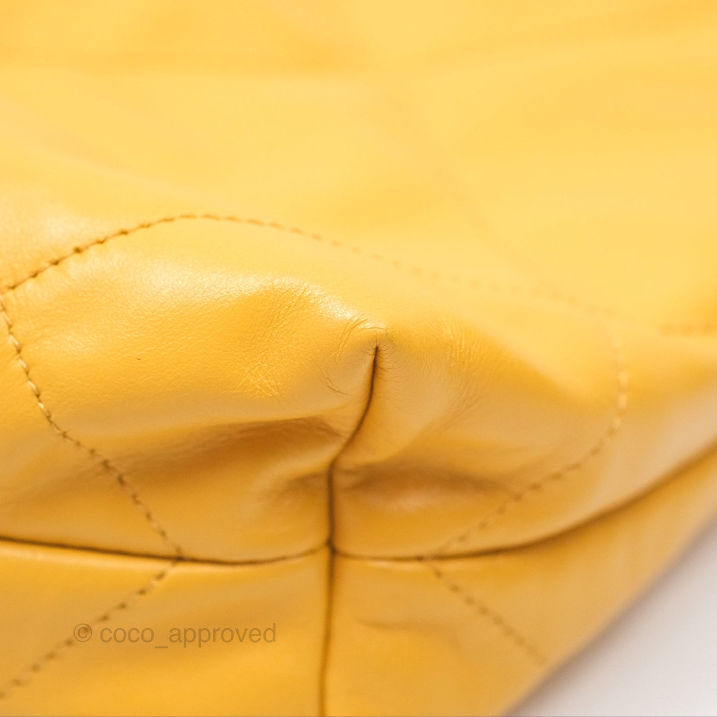 Chanel 22 Small Mustard Yellow Shiny Aged Calfskin Aged Gold Hardware