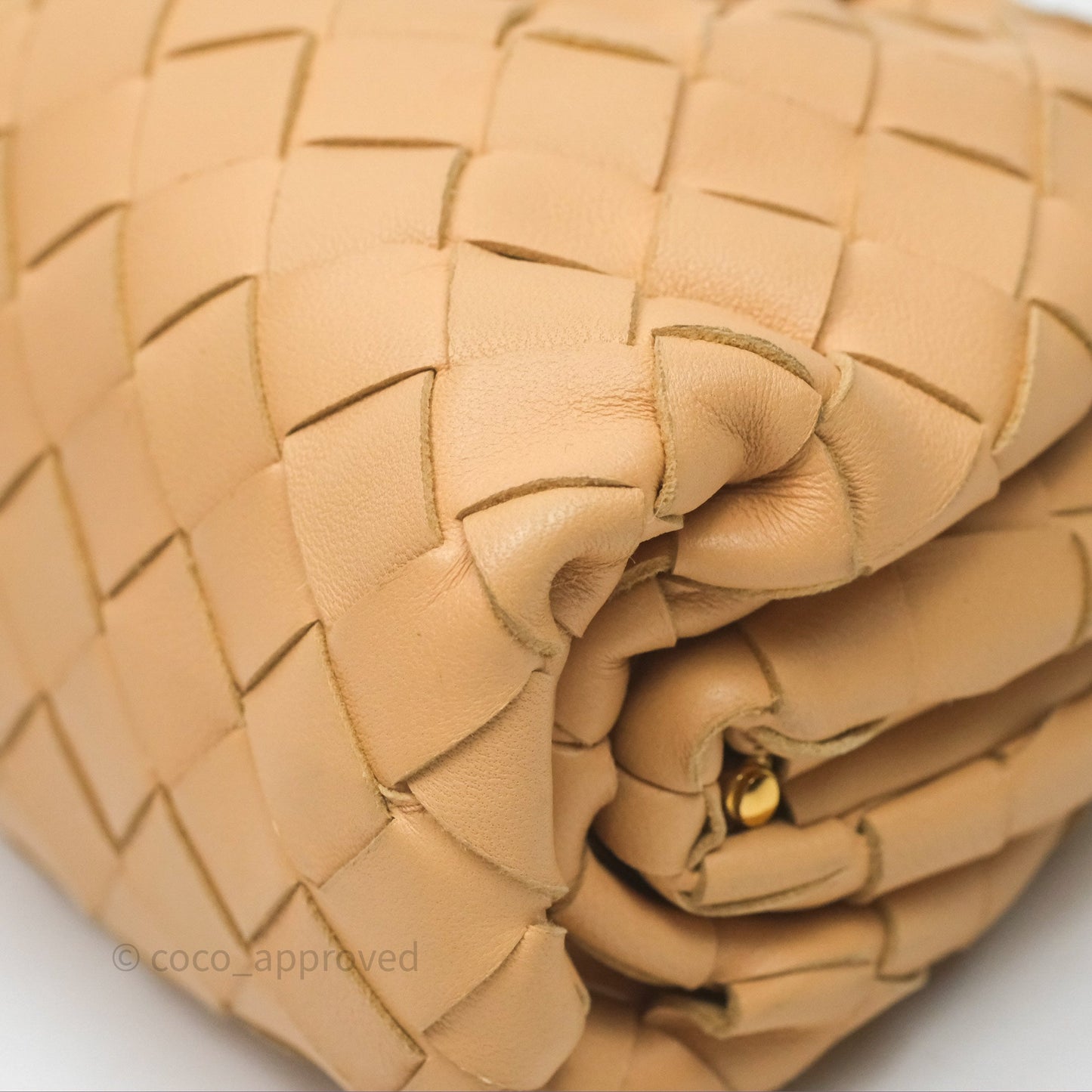 Bottega Veneta The Mini Pouch Intrecciato Lambskin Beige