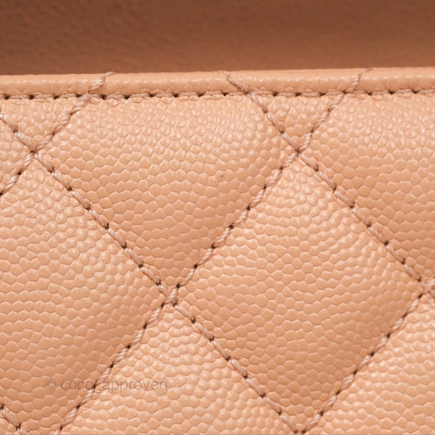 Chanel Quilted Mini Coco Handle Caviar Pink Beige Gold Hardware