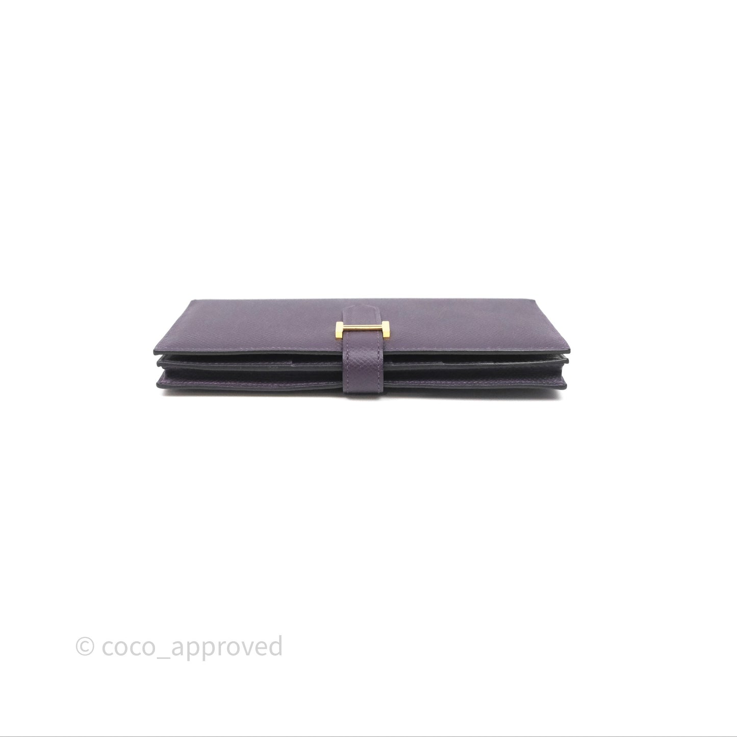 Hermès Bearn Soufflet Wallet Raisin 59 Epsom Gold Hardware