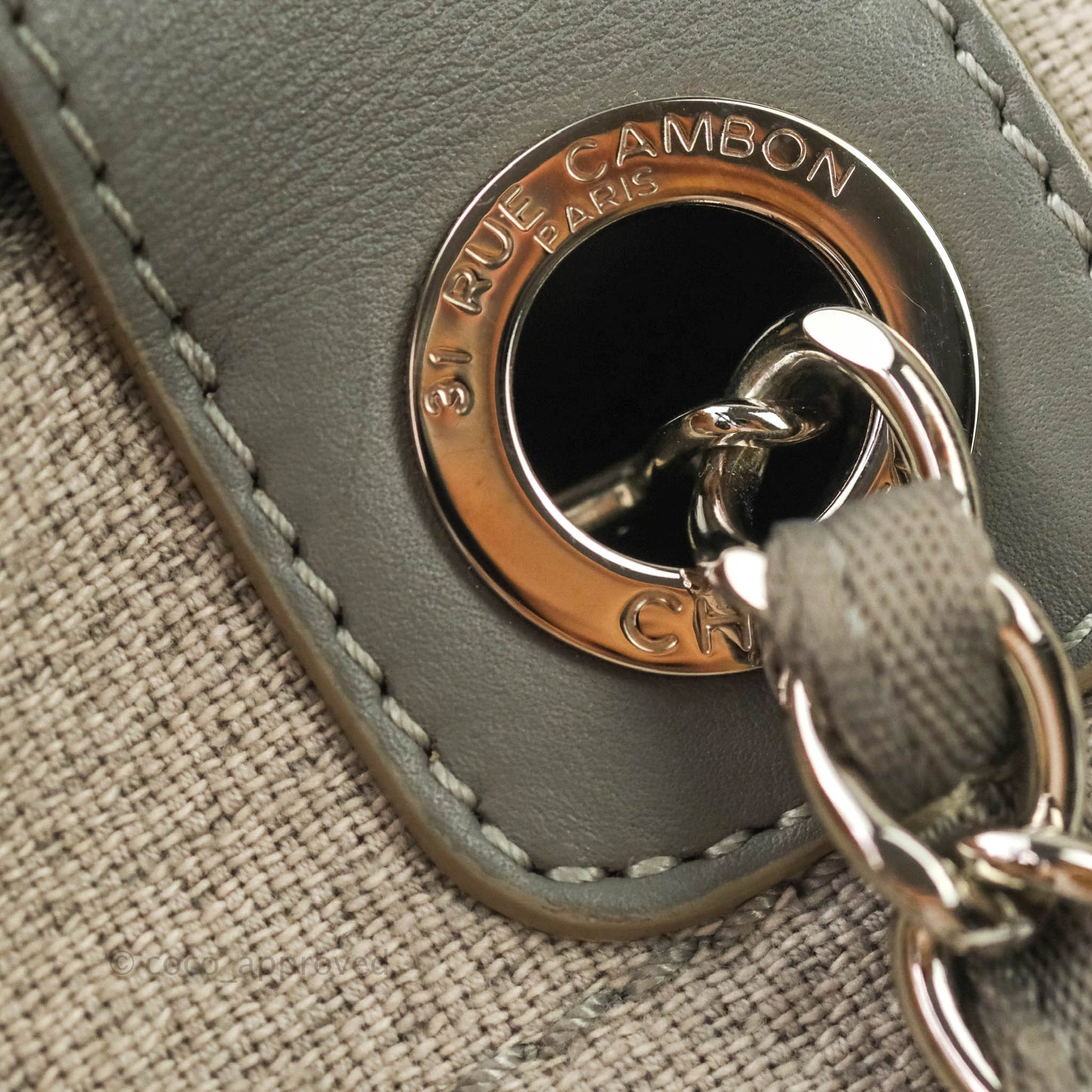 Chanel Large Deauville Grey Canvas Silver Hardware