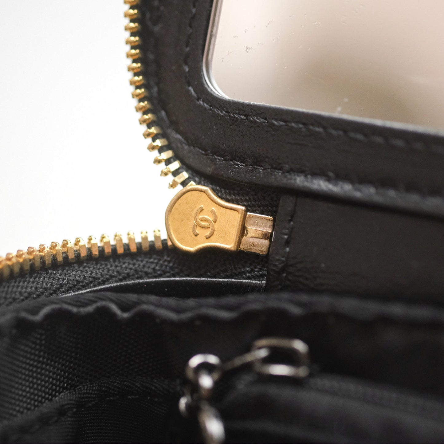 Chanel Vanity with COCO Heart Chain Black Lambskin Aged Gold Hardware