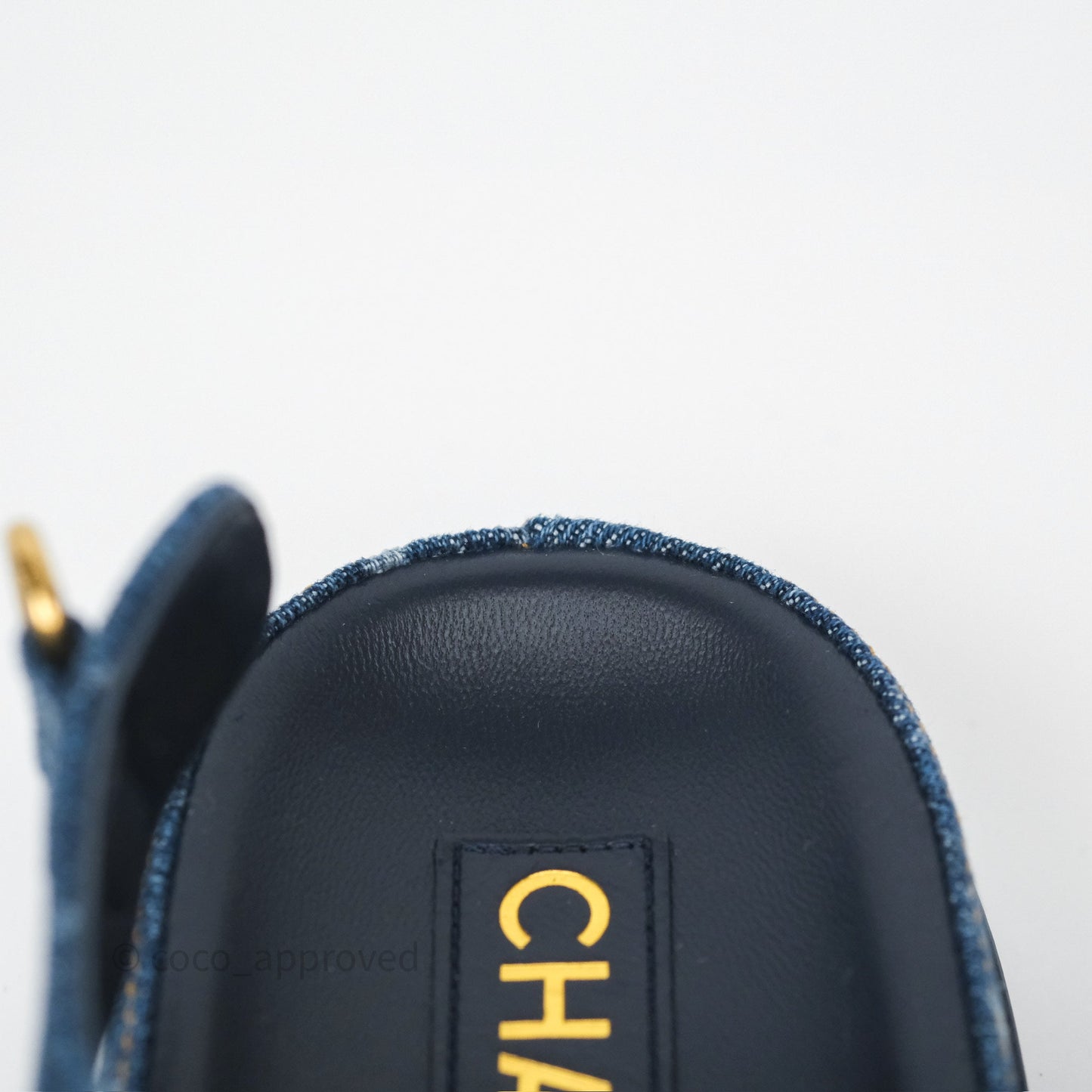 Chanel CC Dots Dad Sandals Denim Blue 23P Size 38