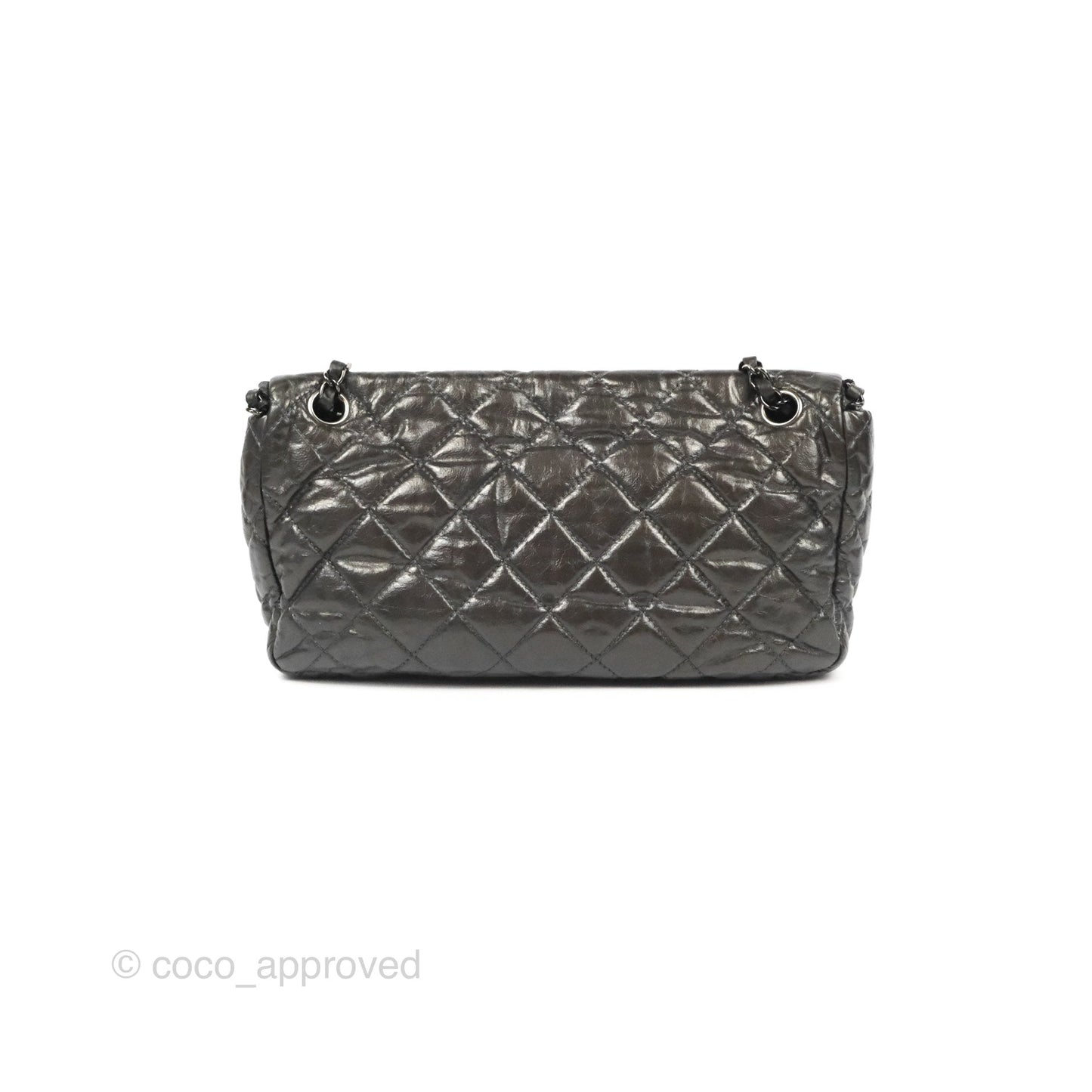 Chanel Medium Chain Me Flap Bag Metallic Dark Grey Calfskin Gun Metal