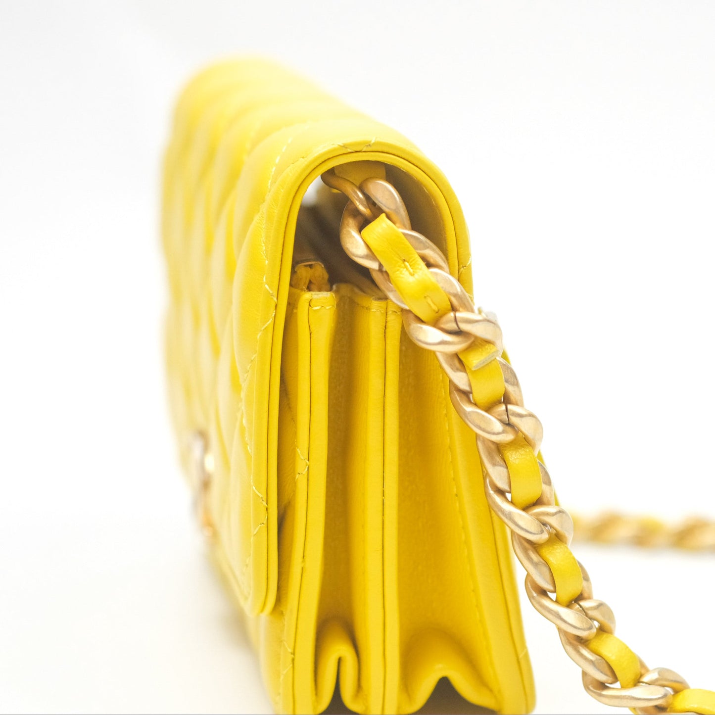 Chanel Lacquered Chain Mini WOC Yellow Lambskin