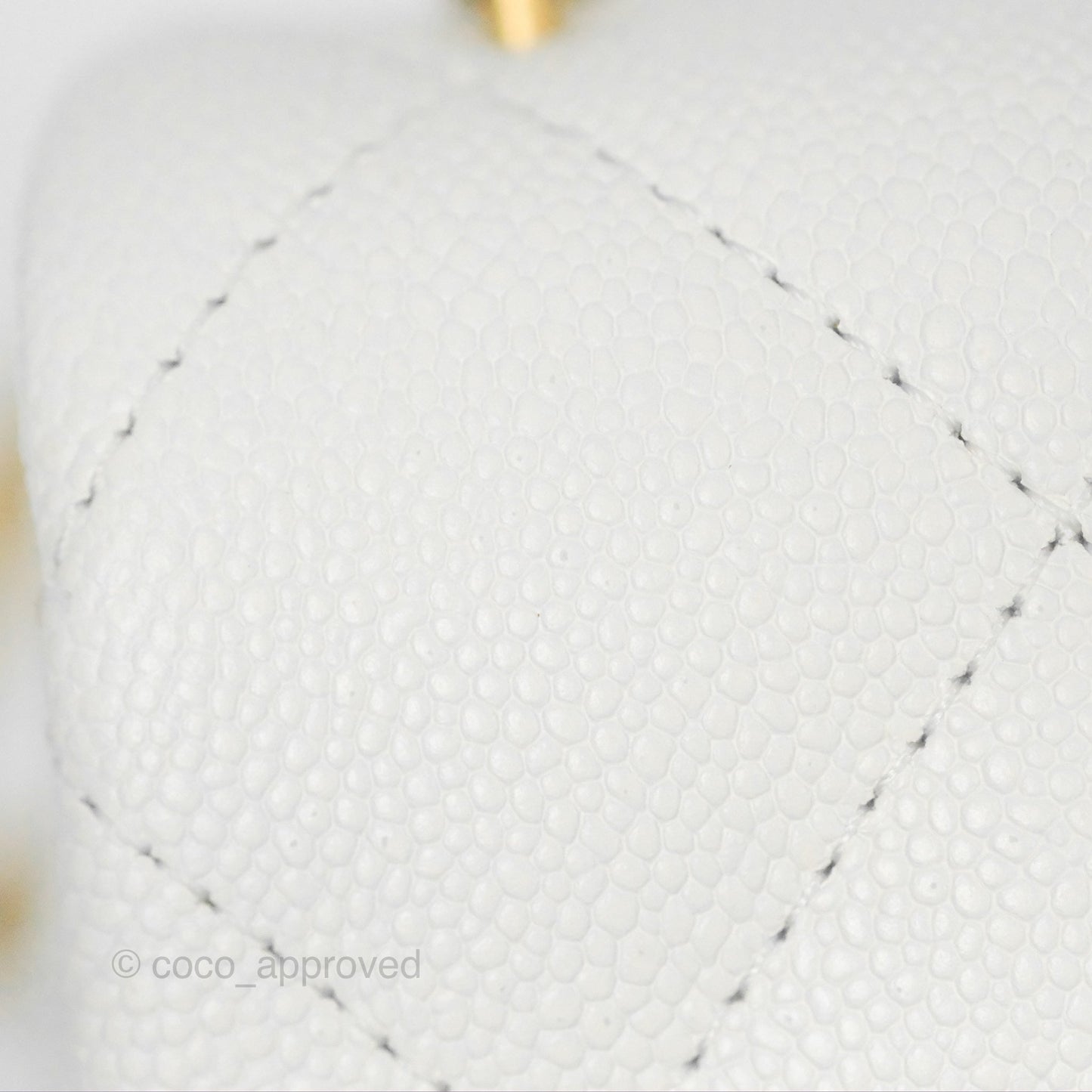 Chanel Large Flap Bag Heart Adjustable Chain White Caviar Aged Gold Hardware