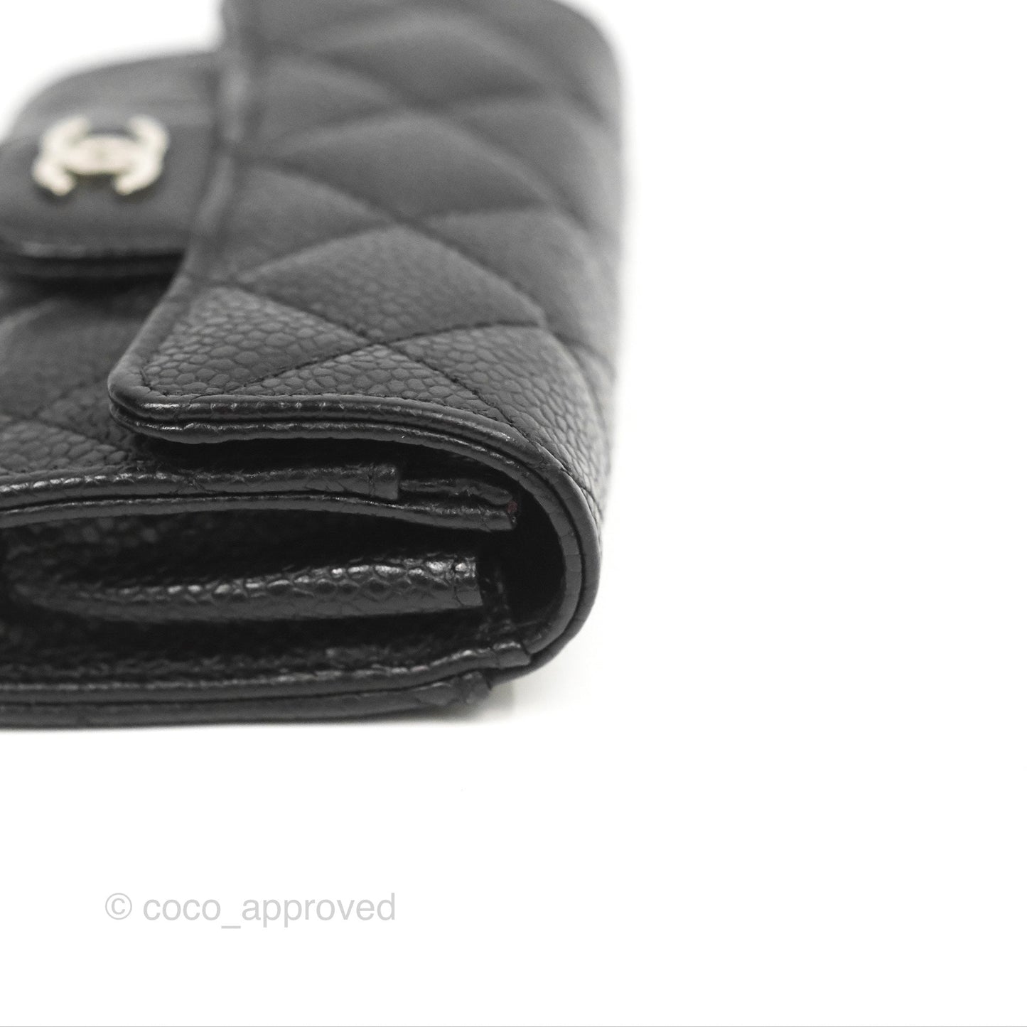 Chanel Classic Flap Card Holder Black Caviar Silver Hardware