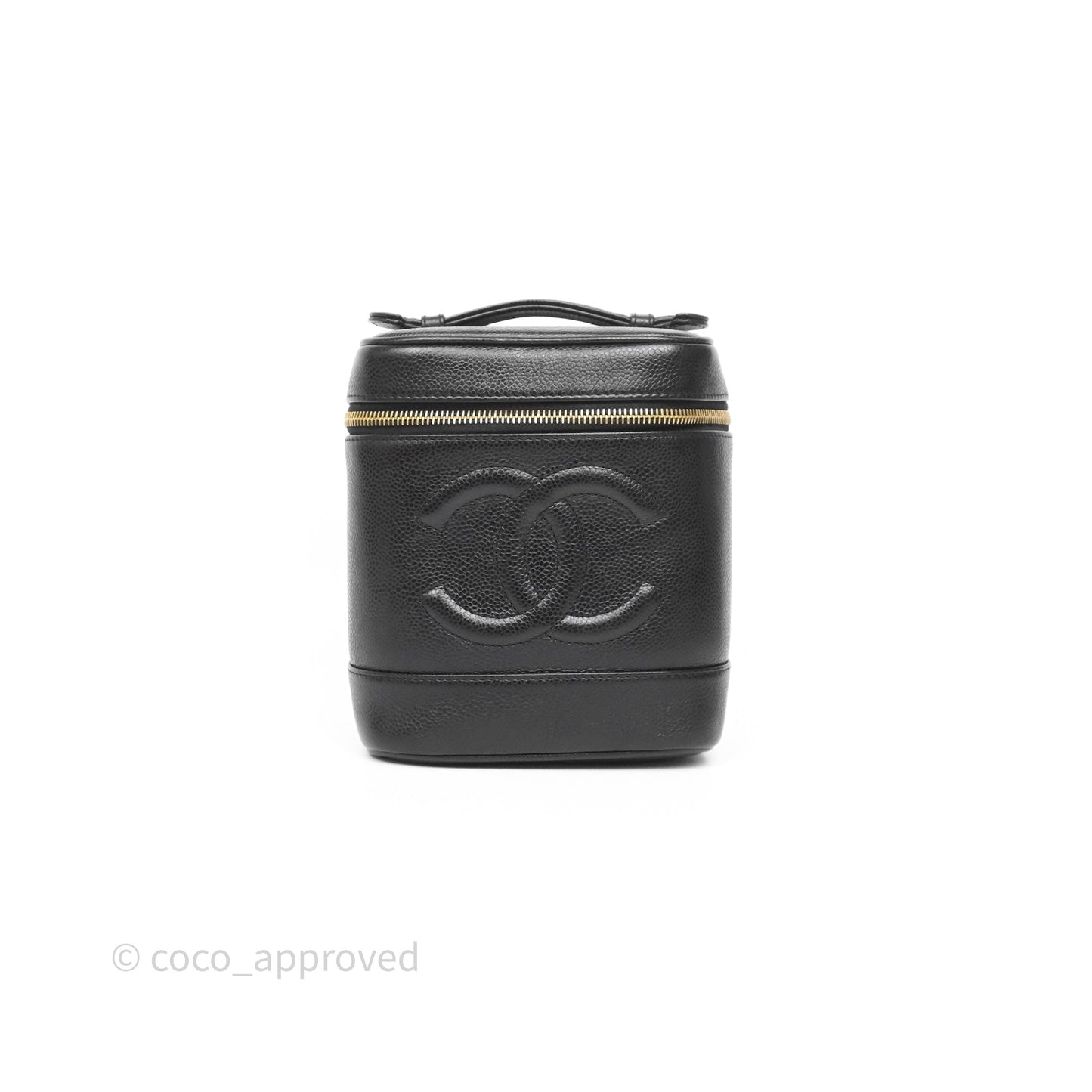 Chanel Vintage Vanity Case Black Caviar Gold Hardware
