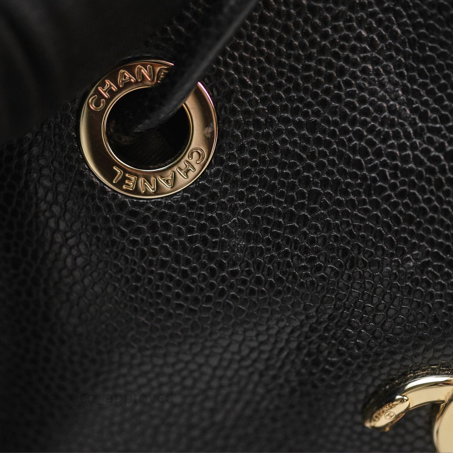 Chanel Business Affinity Drawstring Bucket Bag Black Caviar Gold Hardware