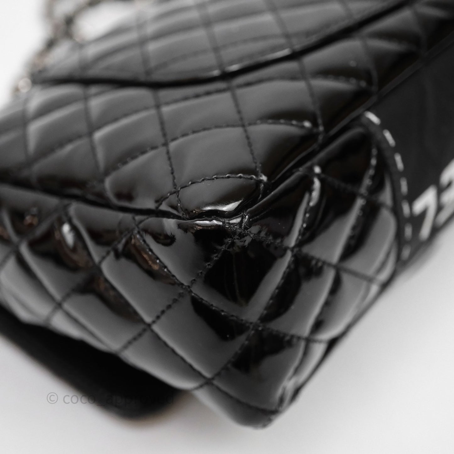 Chanel Quilted Medium Flap Black Patent Silver Hardware