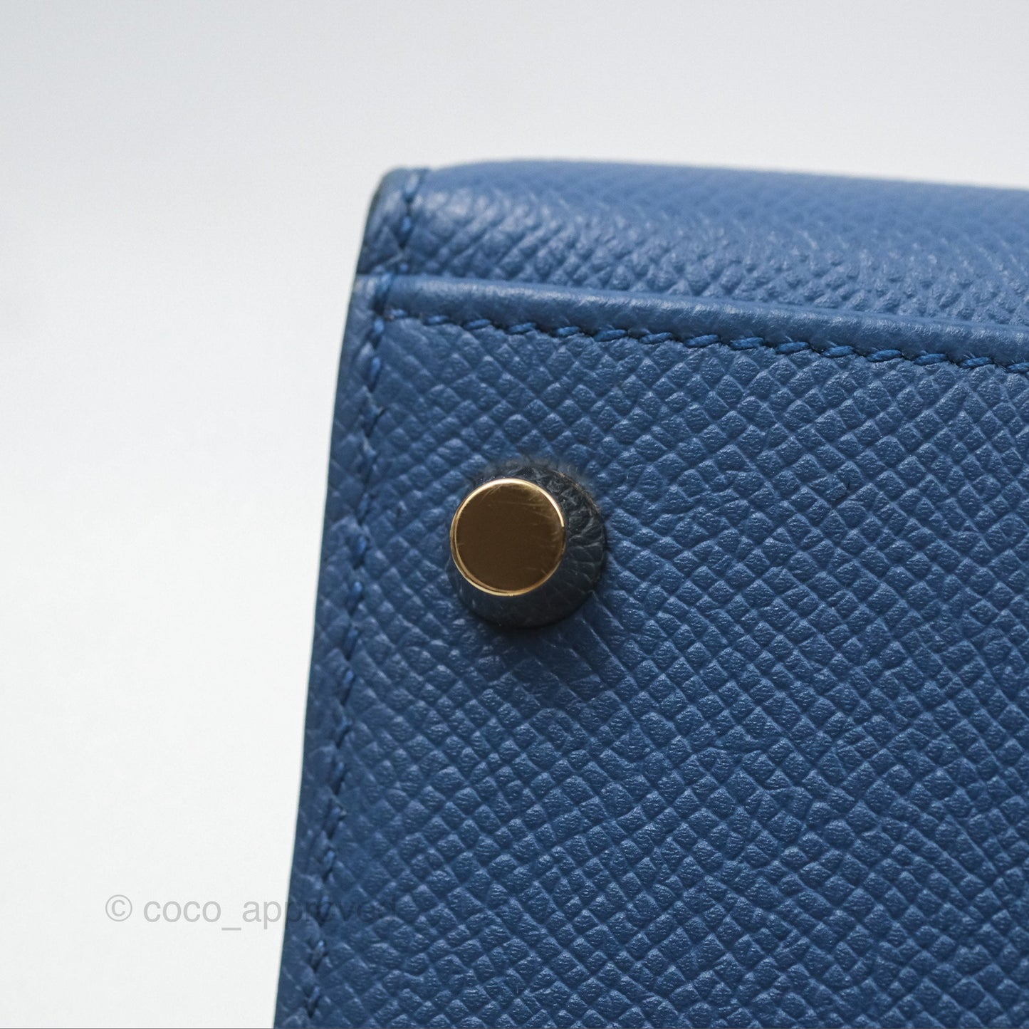 Hermès Sellier Kelly 28 Blue Epsom Gold Hardware
