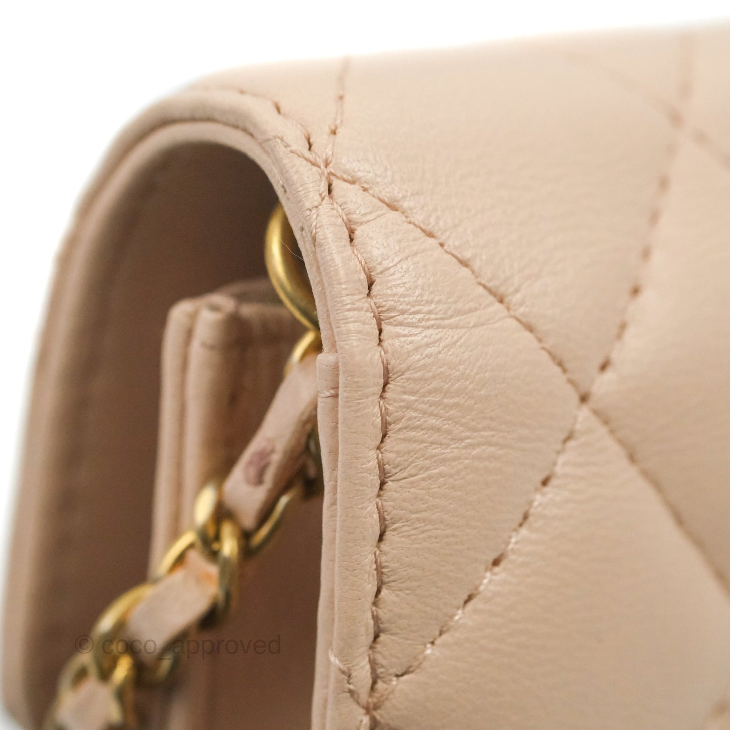 Chanel Mini Pearl Crush Clutch With Chain Belt Rose Clair Pink Lambskin Aged Gold Hardware