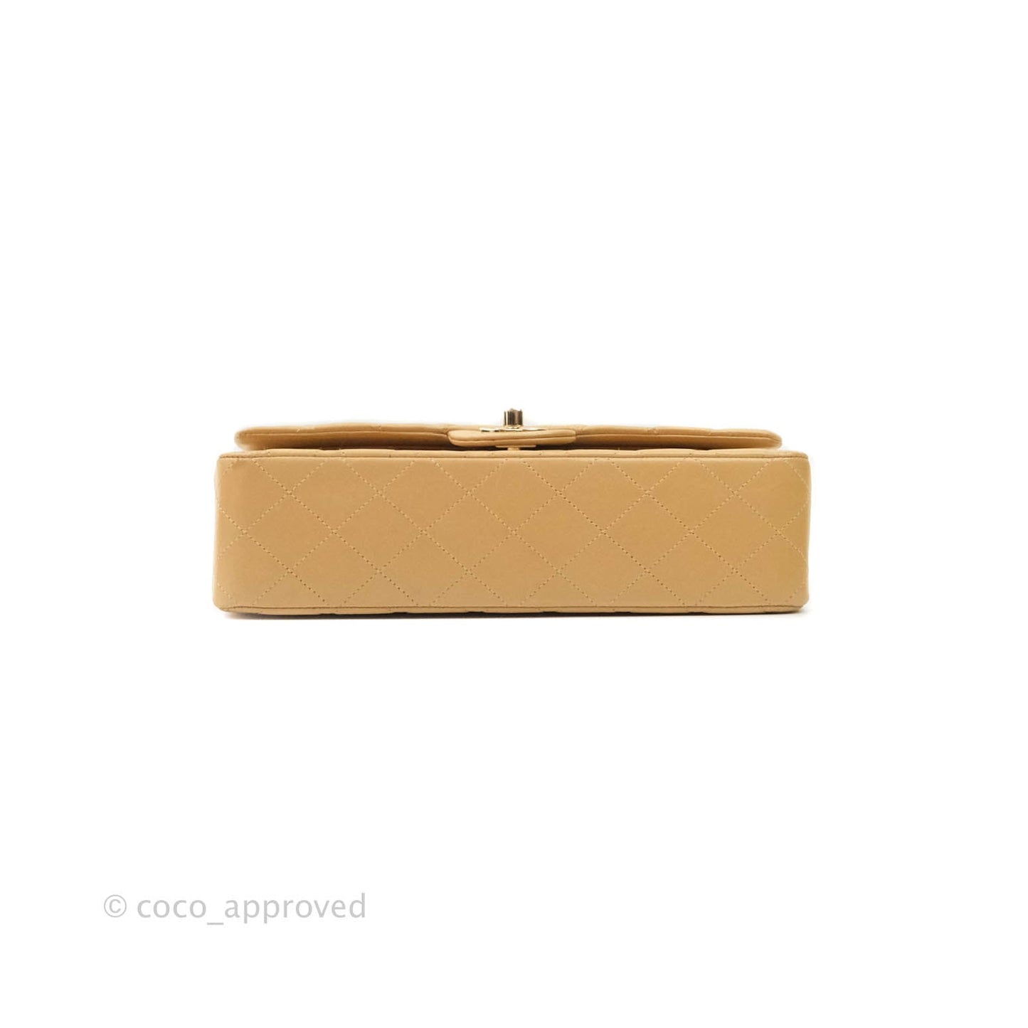 Chanel Classic Vintage M/L Medium Double Flap Bag Beige Lambskin 24K Gold Hardware
